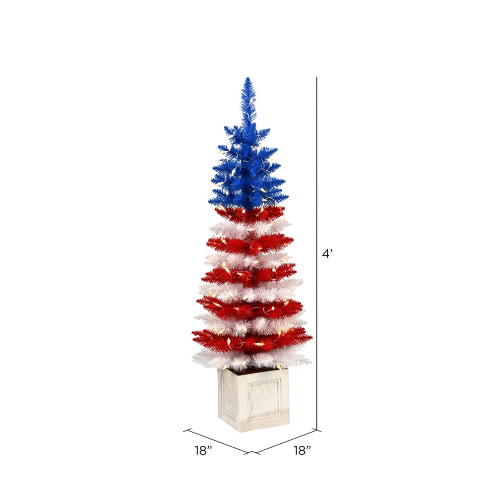 4ft. Pre-Lit Centennial Pine Artificial Christmas Tree in White Planter, Warm White LED Lights