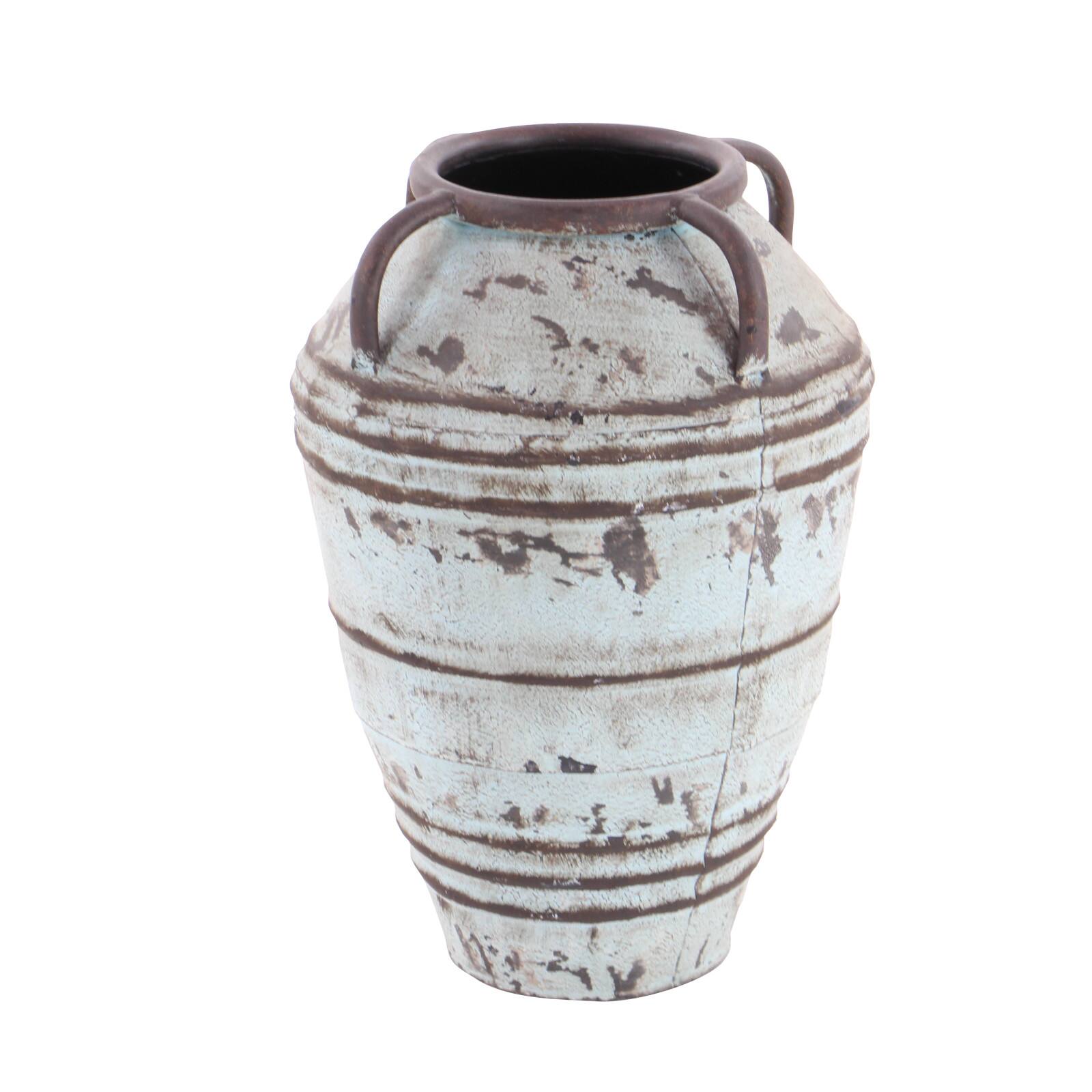 Set of 3 Blue Metal Rustic Vase, 26", 23", 19"