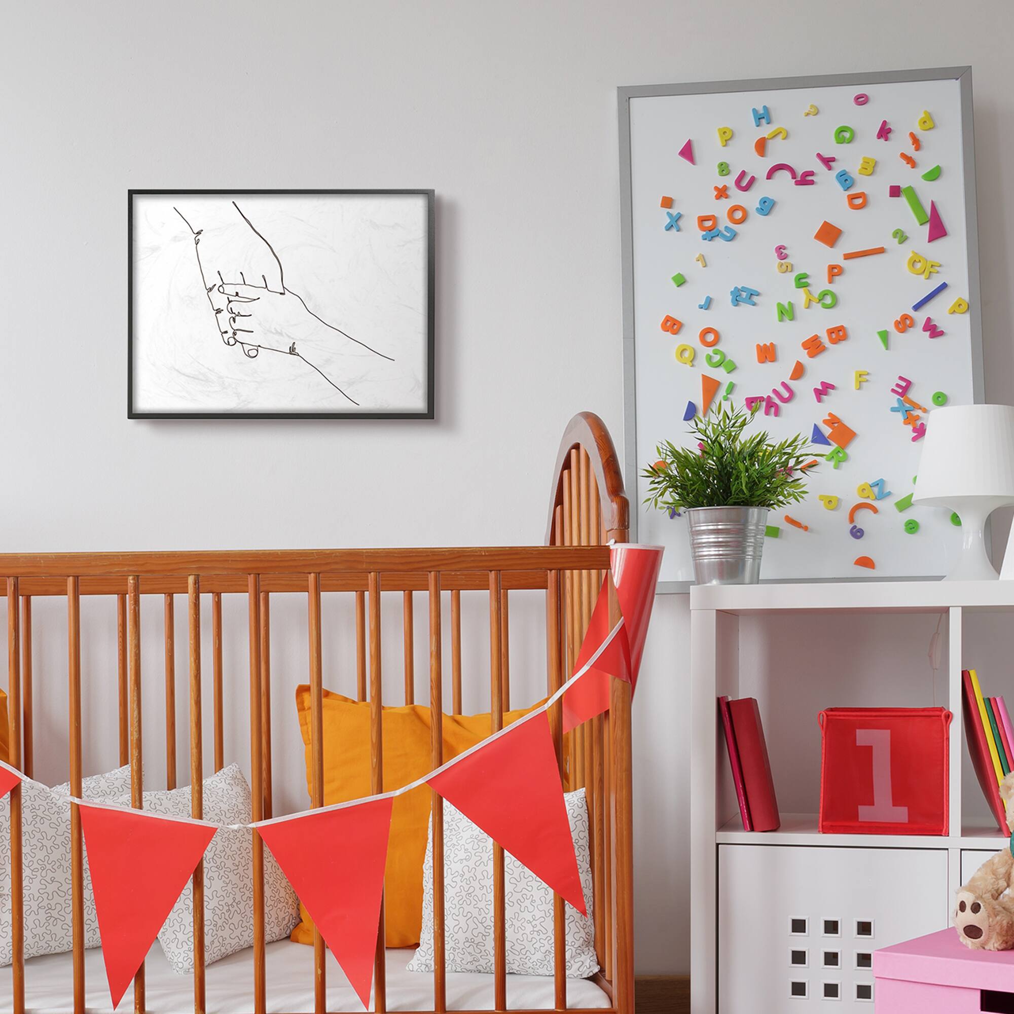 Stupell Industries Family Holding Hands Pose Minimal Linework in Frame Wall Art