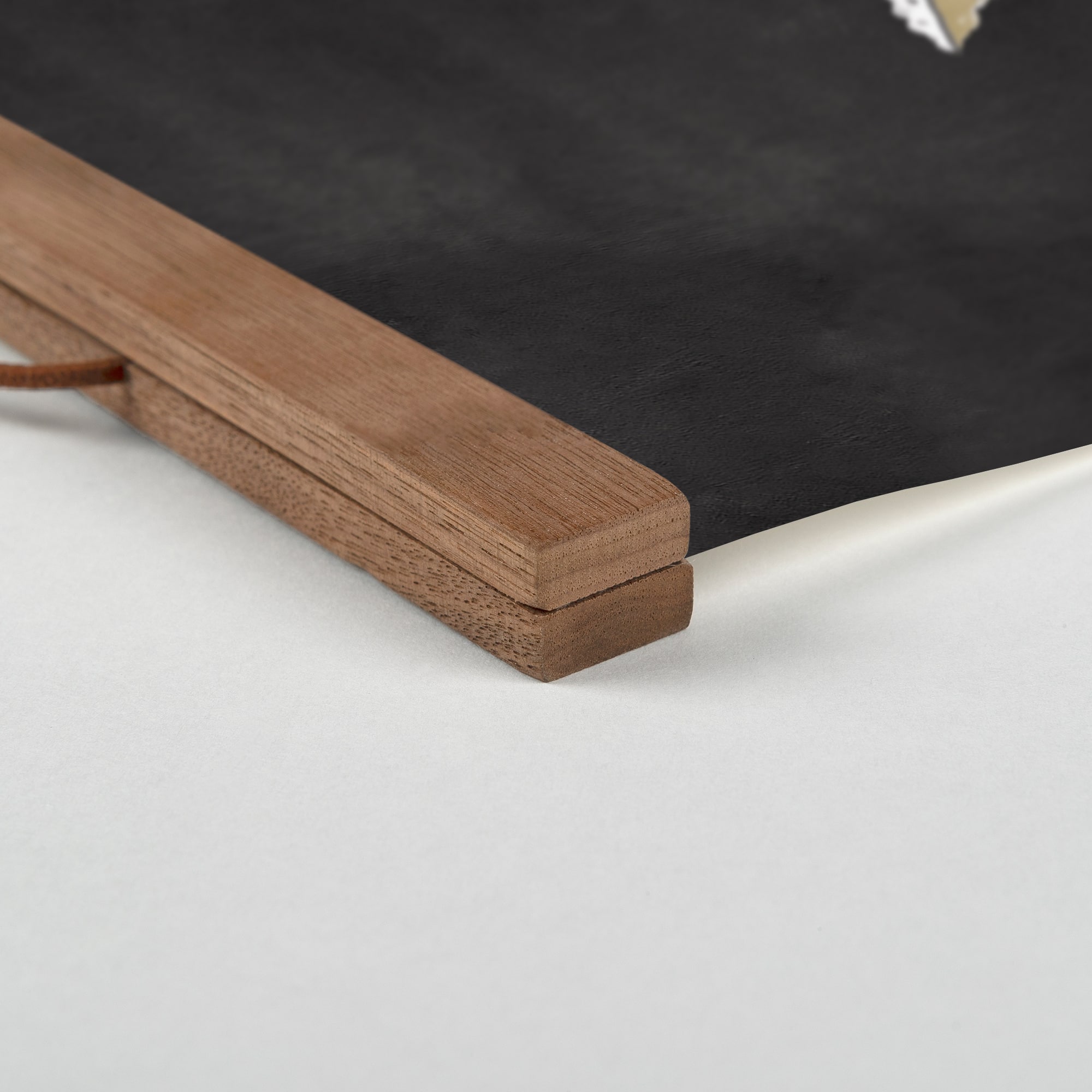Mod Charcoal Botanical Teak Hanging Canvas