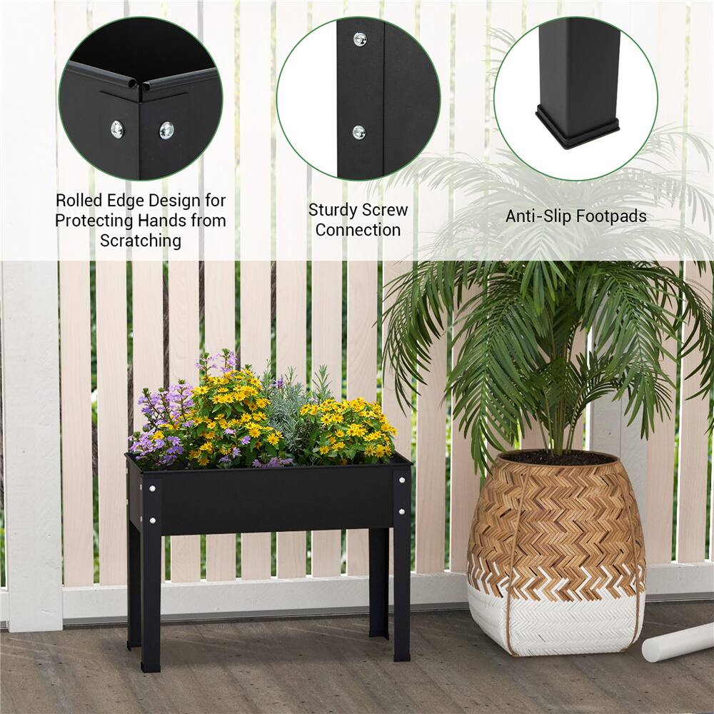 Costway 24" Metal Elevated Raised Garden Bed Planter with Legs & Drainage Hole
