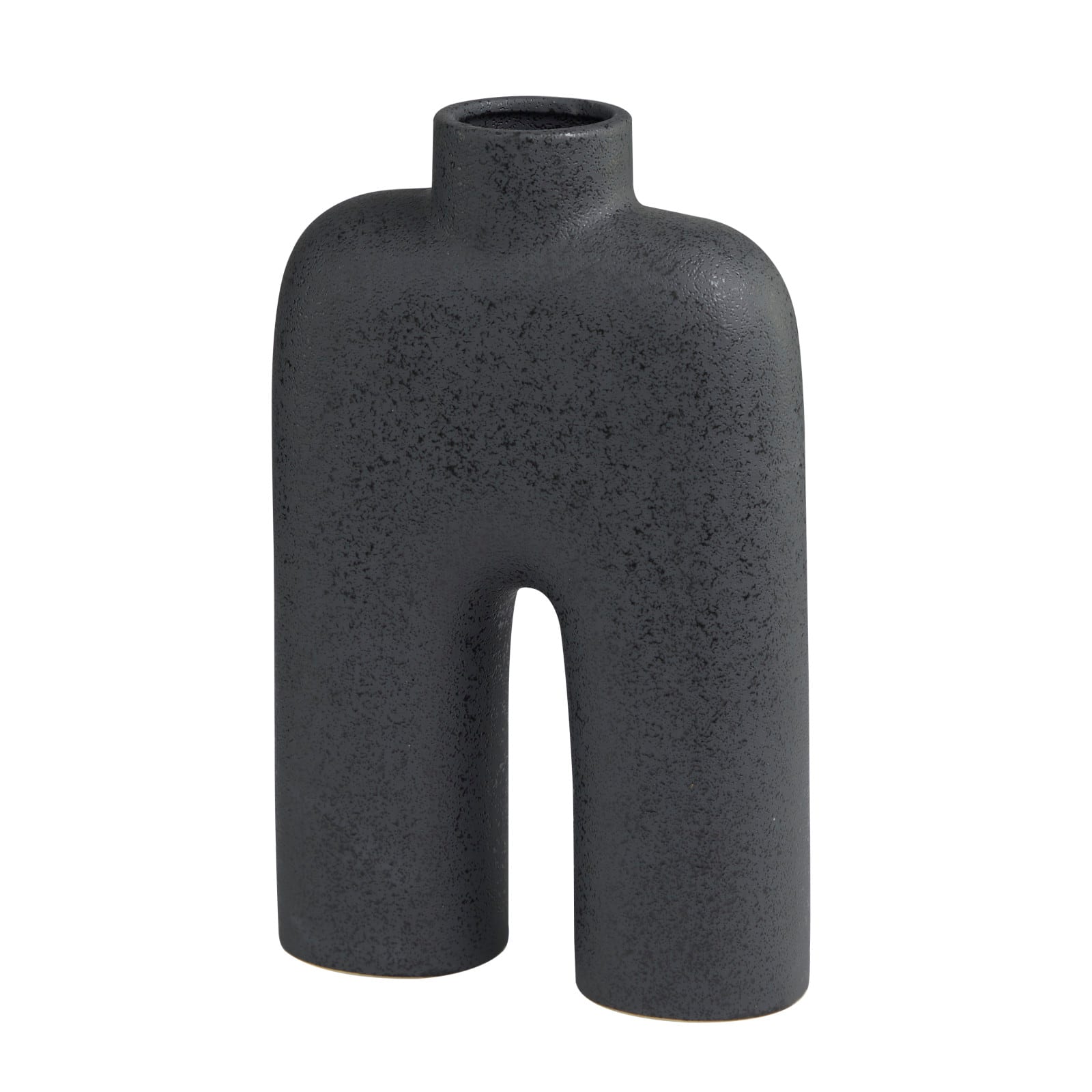 13" Black Ceramic Arched Abstract Vase