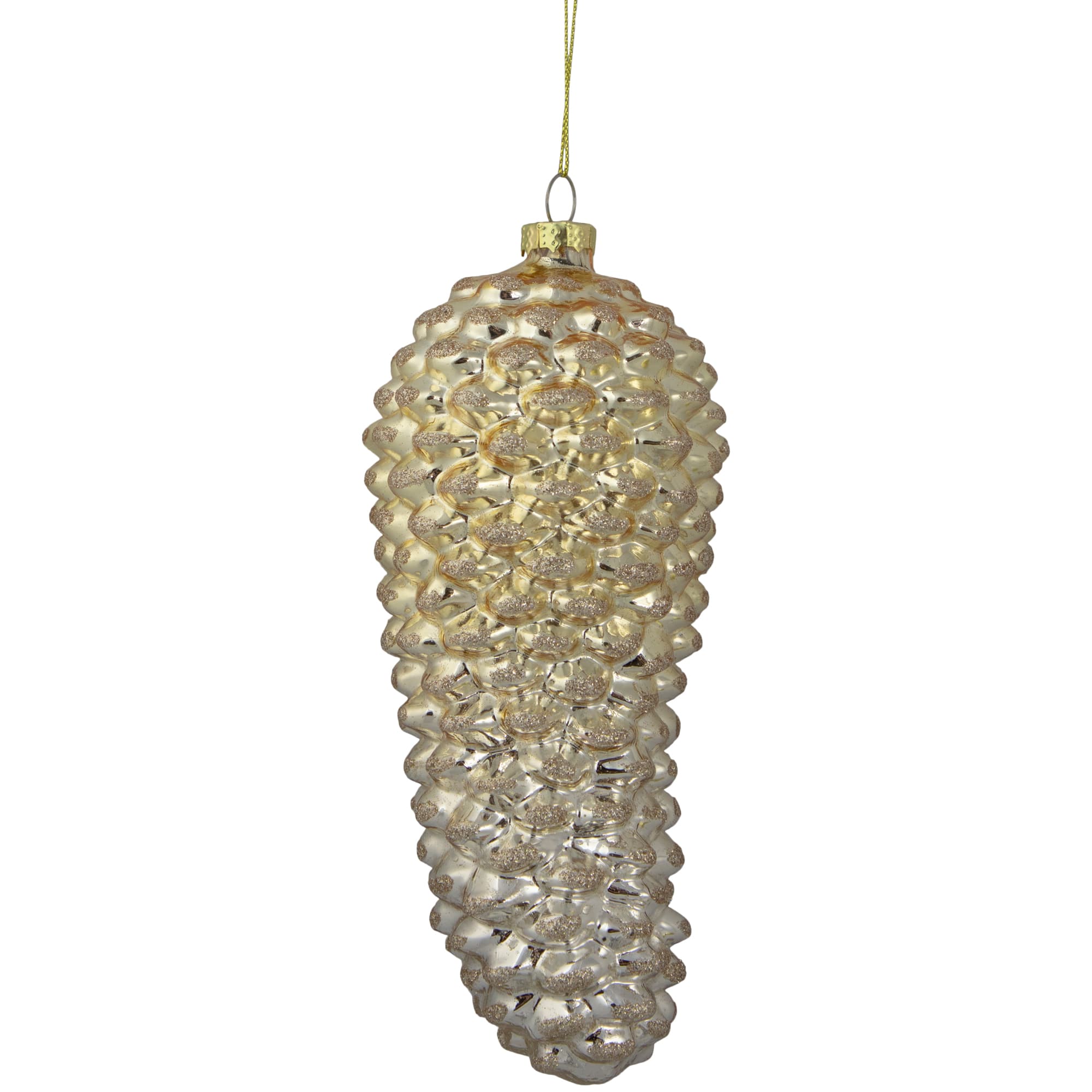 7.5" Gold Pinecone Glass Christmas Ornament