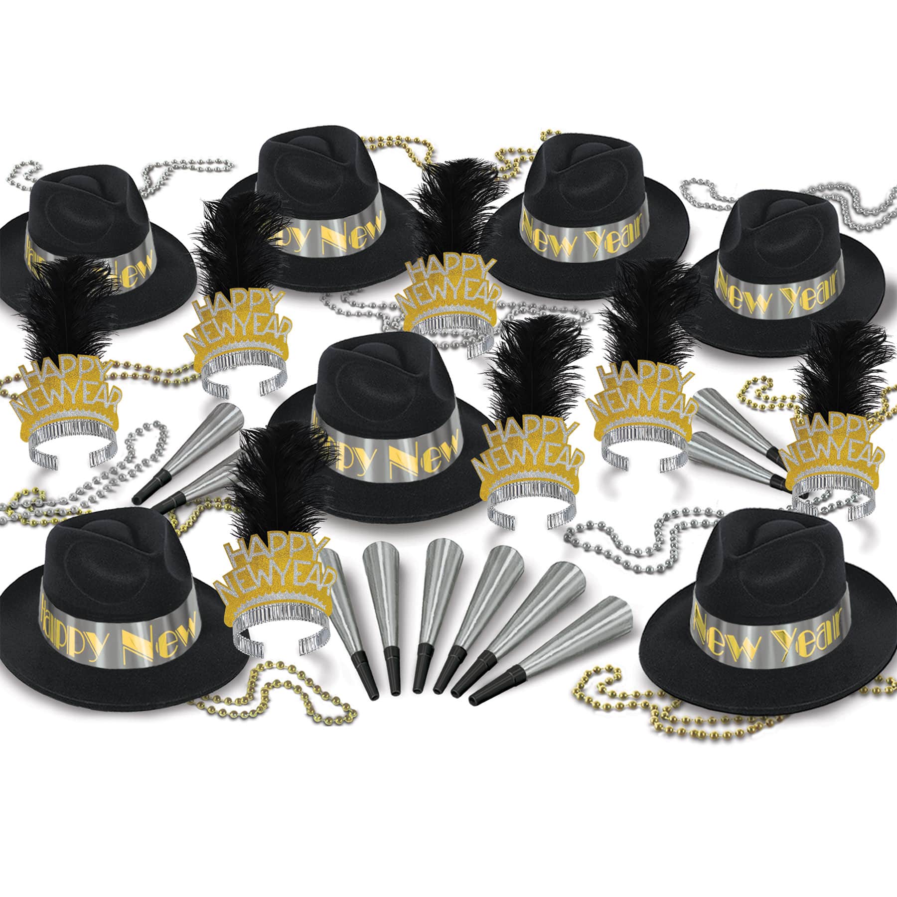 Beistle New Year Platinum Gold Assortment Kit for 50