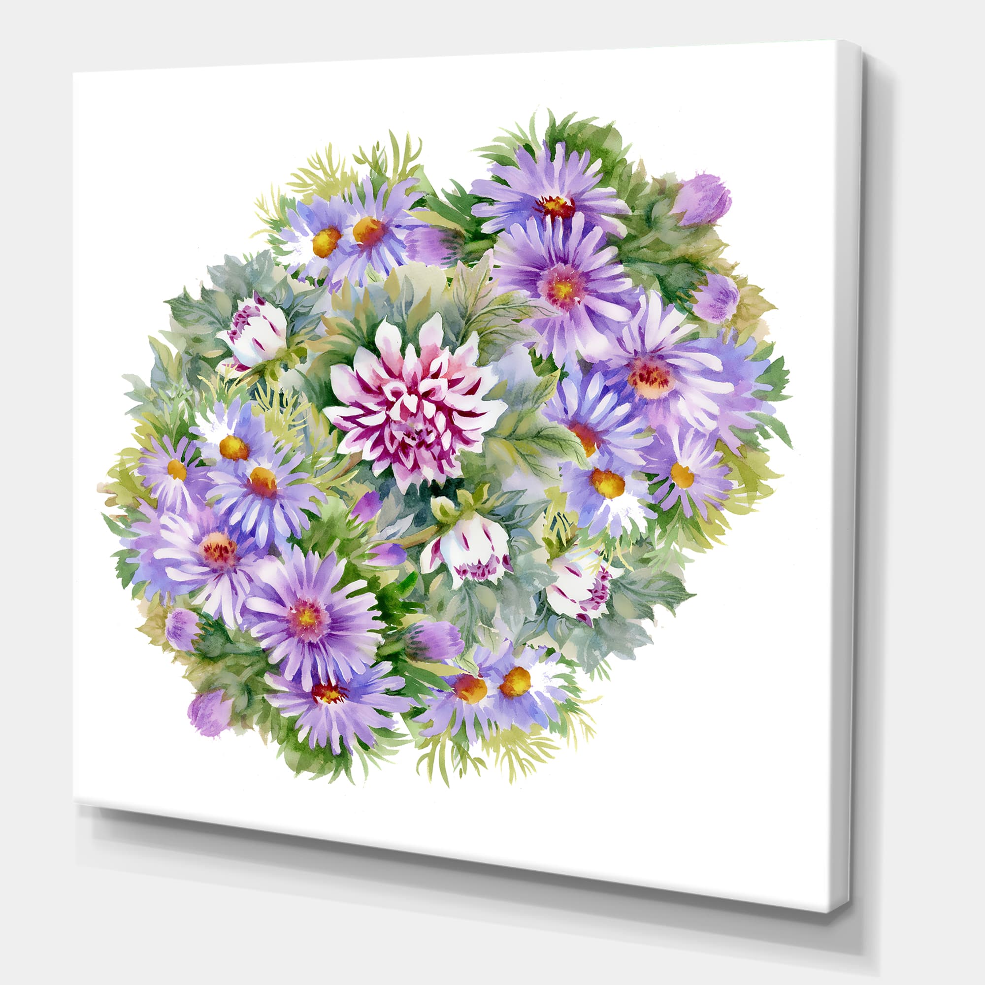 Designart - Bouquet With Purple Chrysanthemums and Daisies