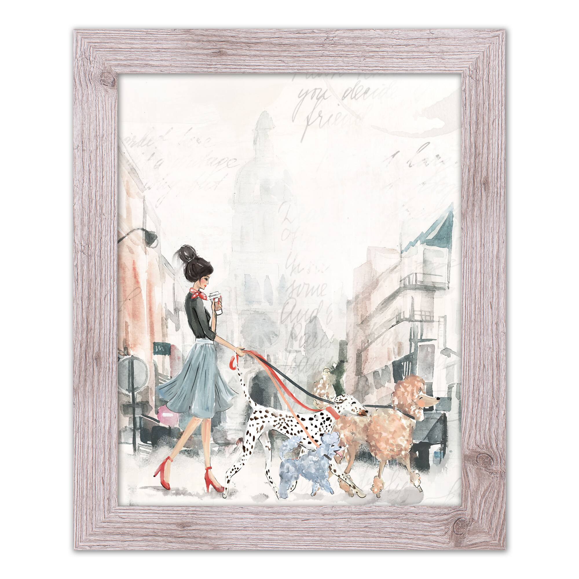 Paris Fashion Pups Wall Print in Frame