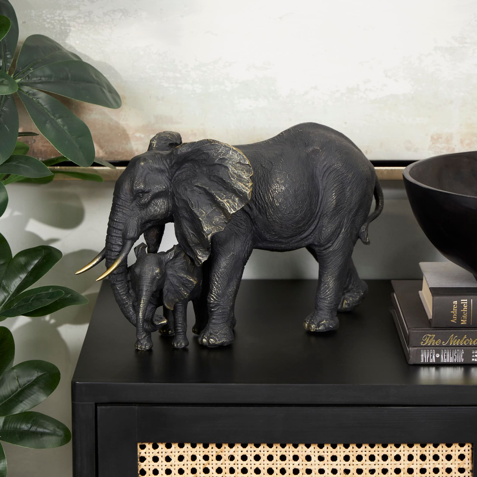 14" Bronze Elephant Family Sculpture