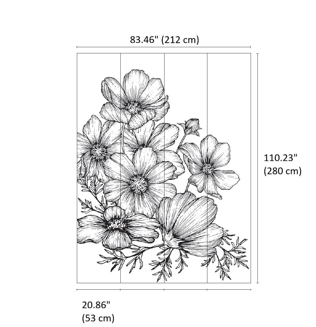 Designs Direct Poppies Linework Wall Mural