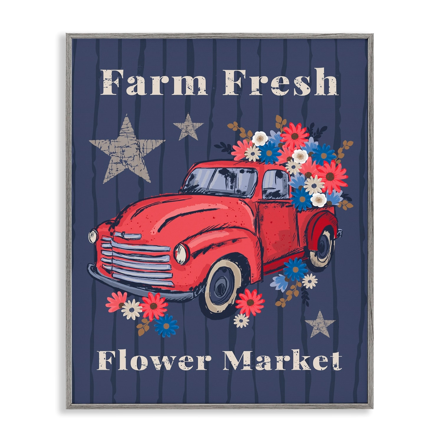 Stupell Industries Farm Fresh Patriotic Market Framed Giclee Art