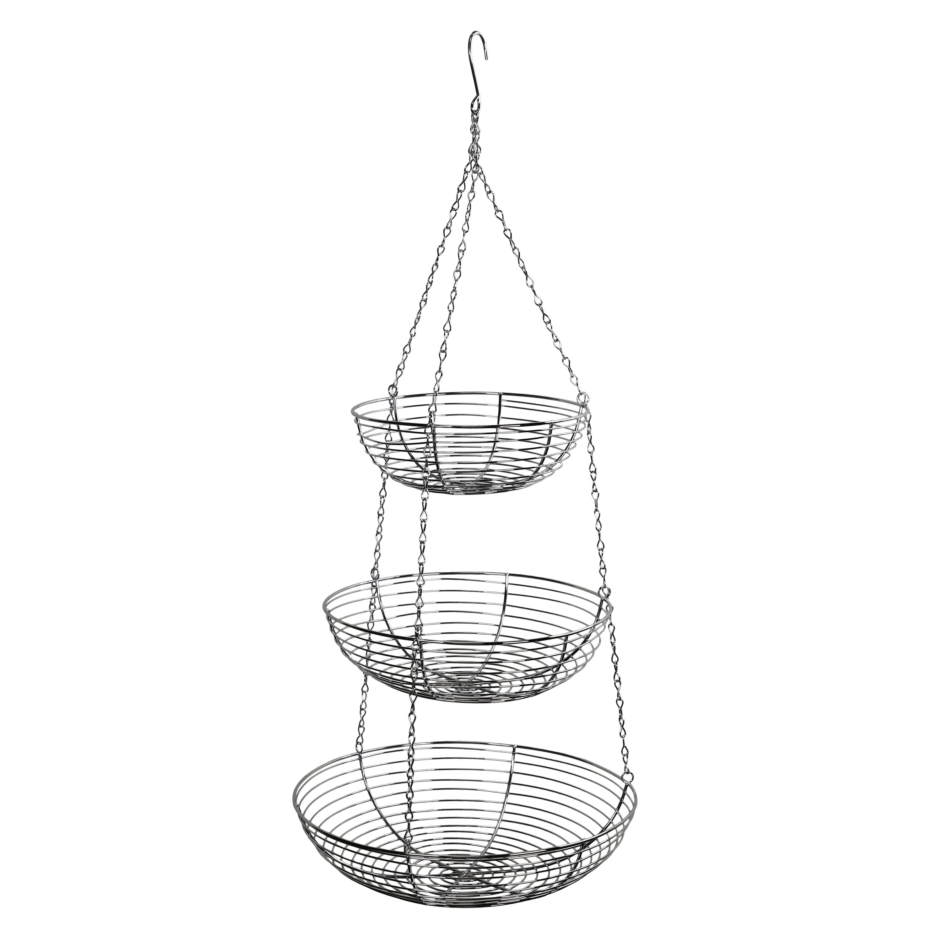 6 Pack: 12" Silver & Chrome 3-Tier Hanging Metal Basket