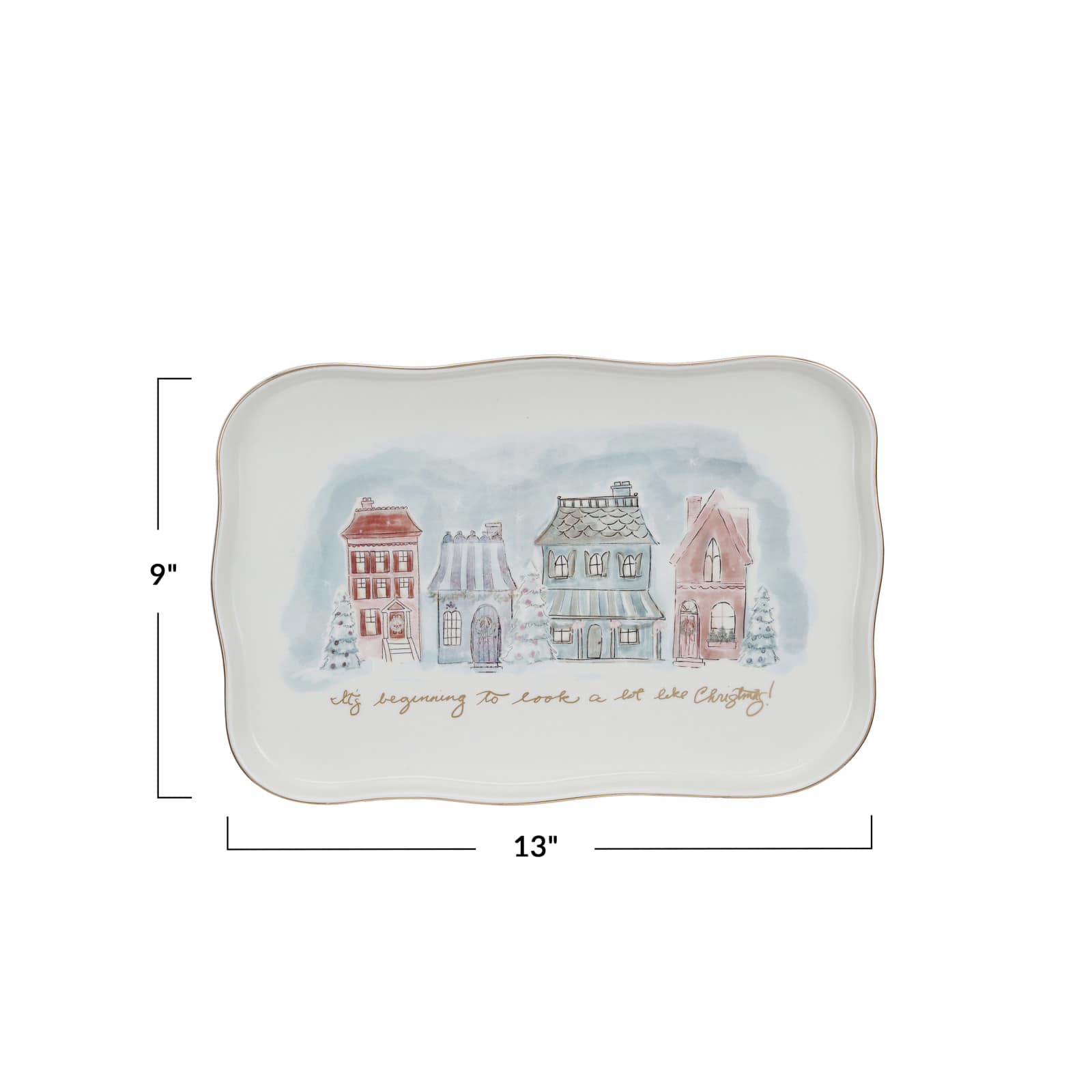 Hello Honey® 13" Village Christmas Scene Stoneware Platter