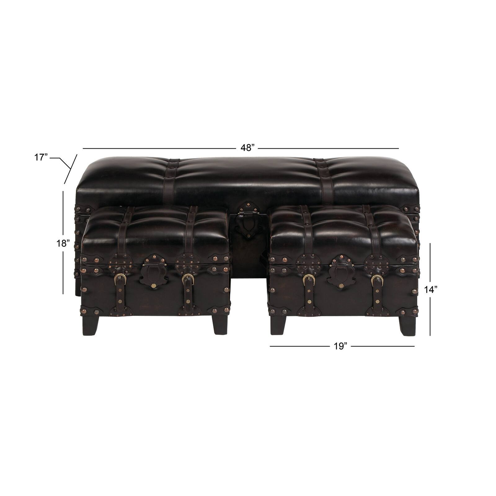 Dark Brown Cedar Traditional Storage Bench Set