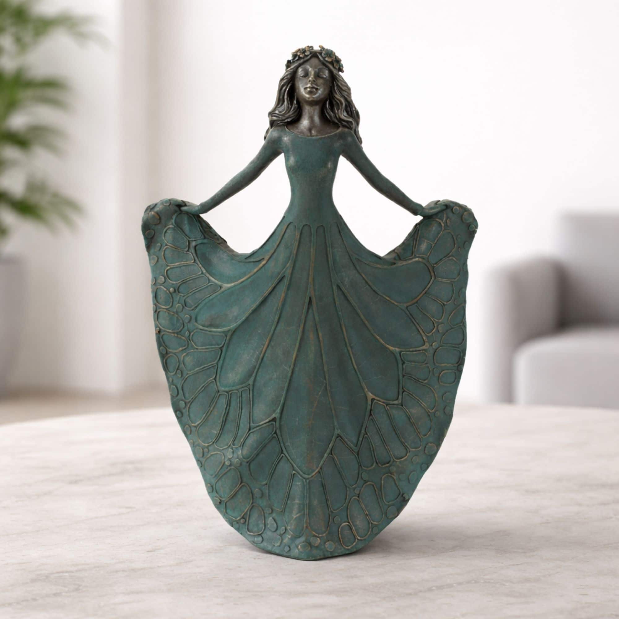 Melrose 12.75" Teal & Gray Butterfly Wing Fairy Figurine