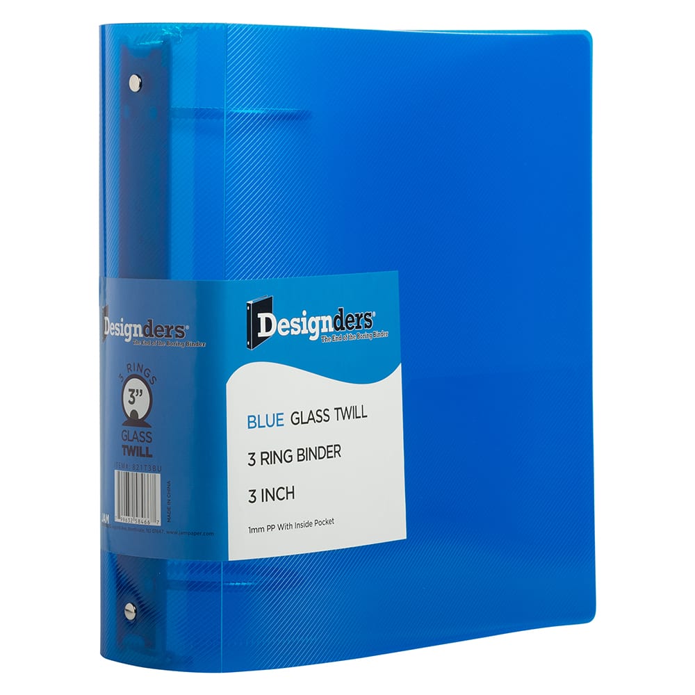 JAM Paper 3" Glass Twill Plastic 3-Ring Binder