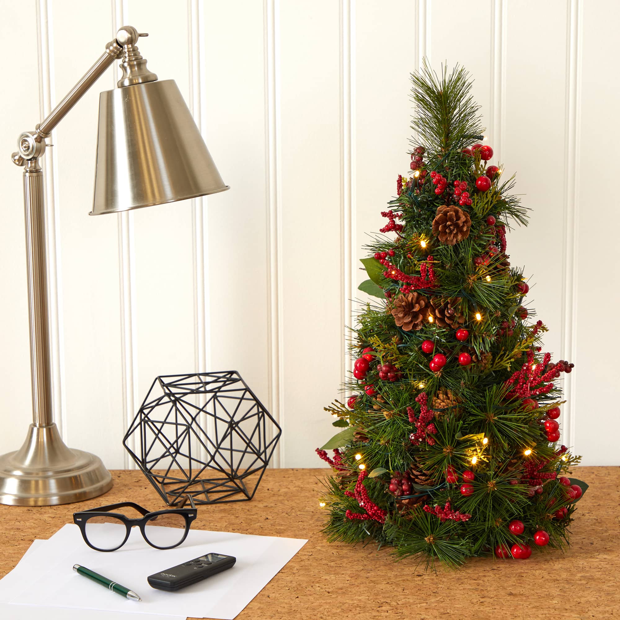 2ft. Pre-Lit Mixed Berry & Pine Cone Artificial Christmas Tree with Clear LED Lights