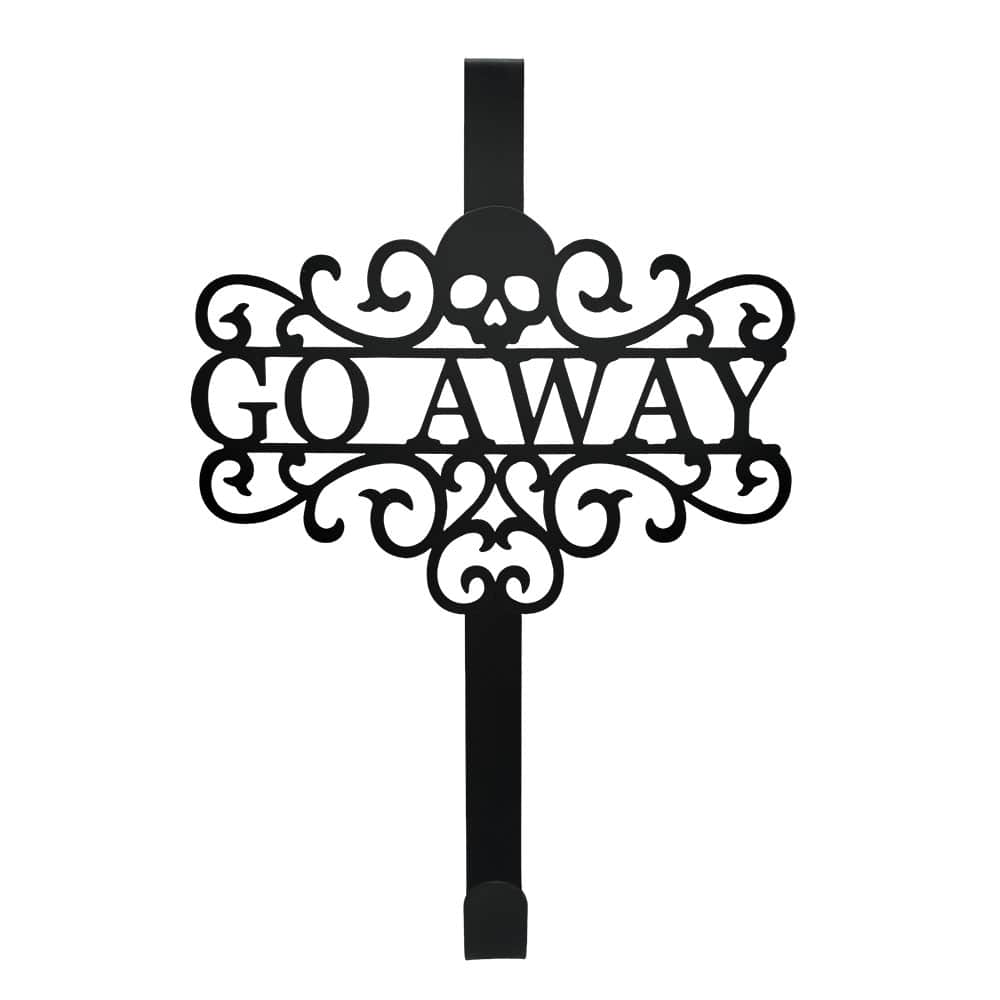 15" Black Go Away Skull Wreath Hanger by Ashland®