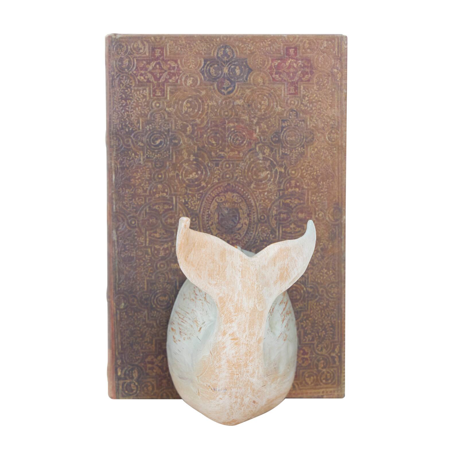 Coastal Gray Polystone Whale Bookend Set