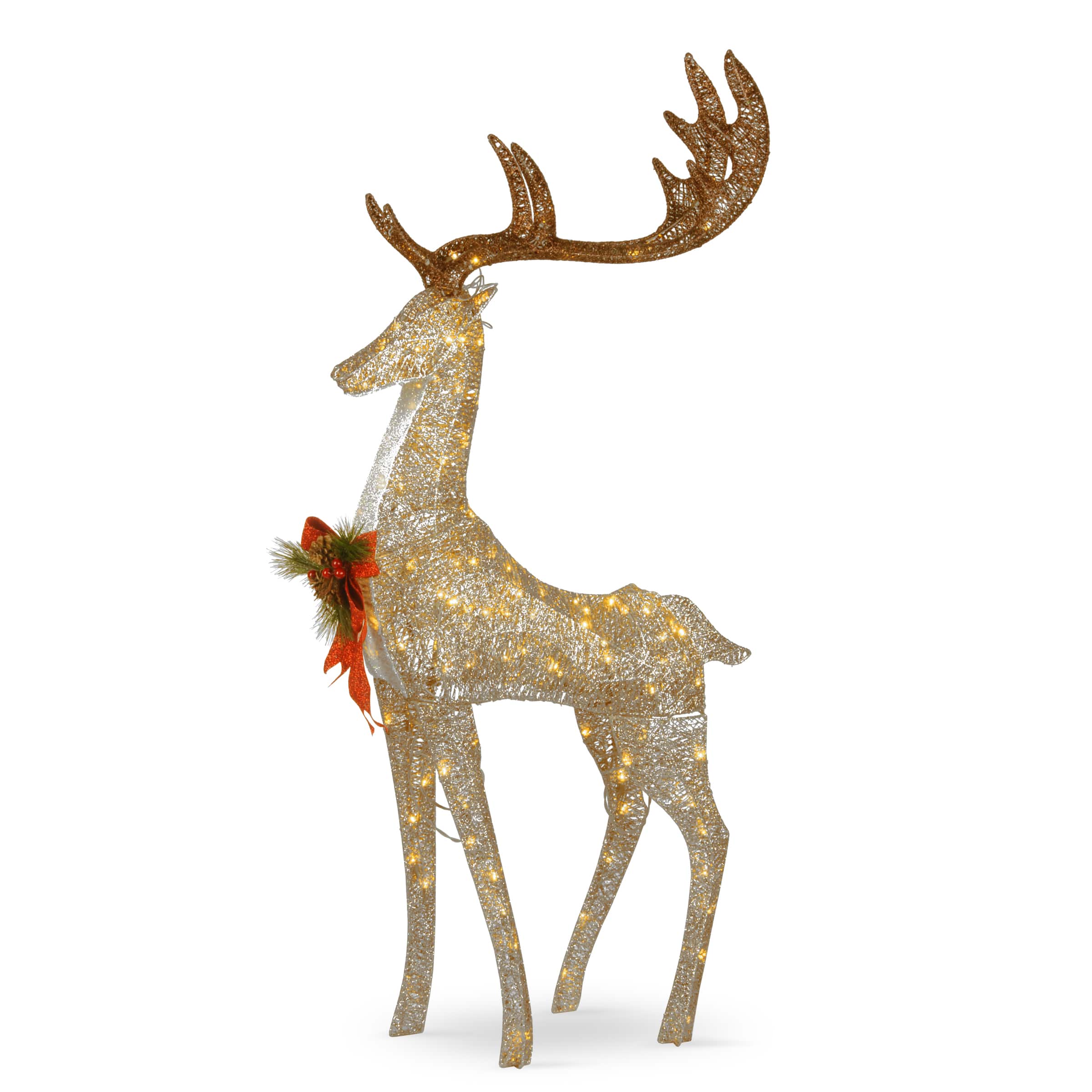 55" Crystal Champagne Standing Buck, White Twinkling LED Lights By National Tree Company | 26" x 9" x 55" | Michaels®