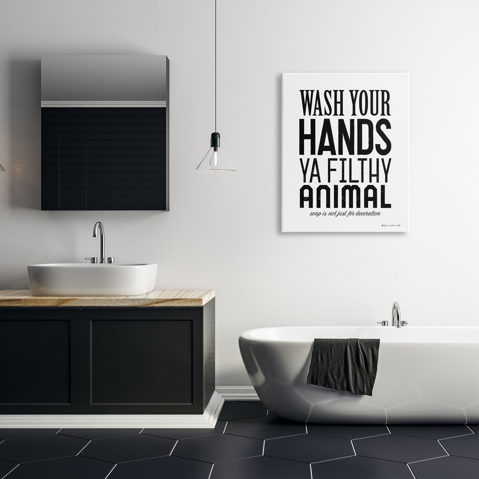 Stupell Industries Wash Your Hands Ya Filthy Animal Funny Bathroom Canvas Wall Art
