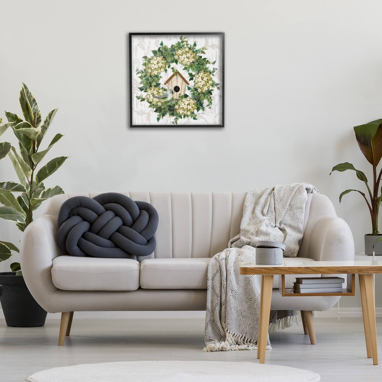 Stupell Industries Spring Birdhouse Wreath Framed Giclee Art