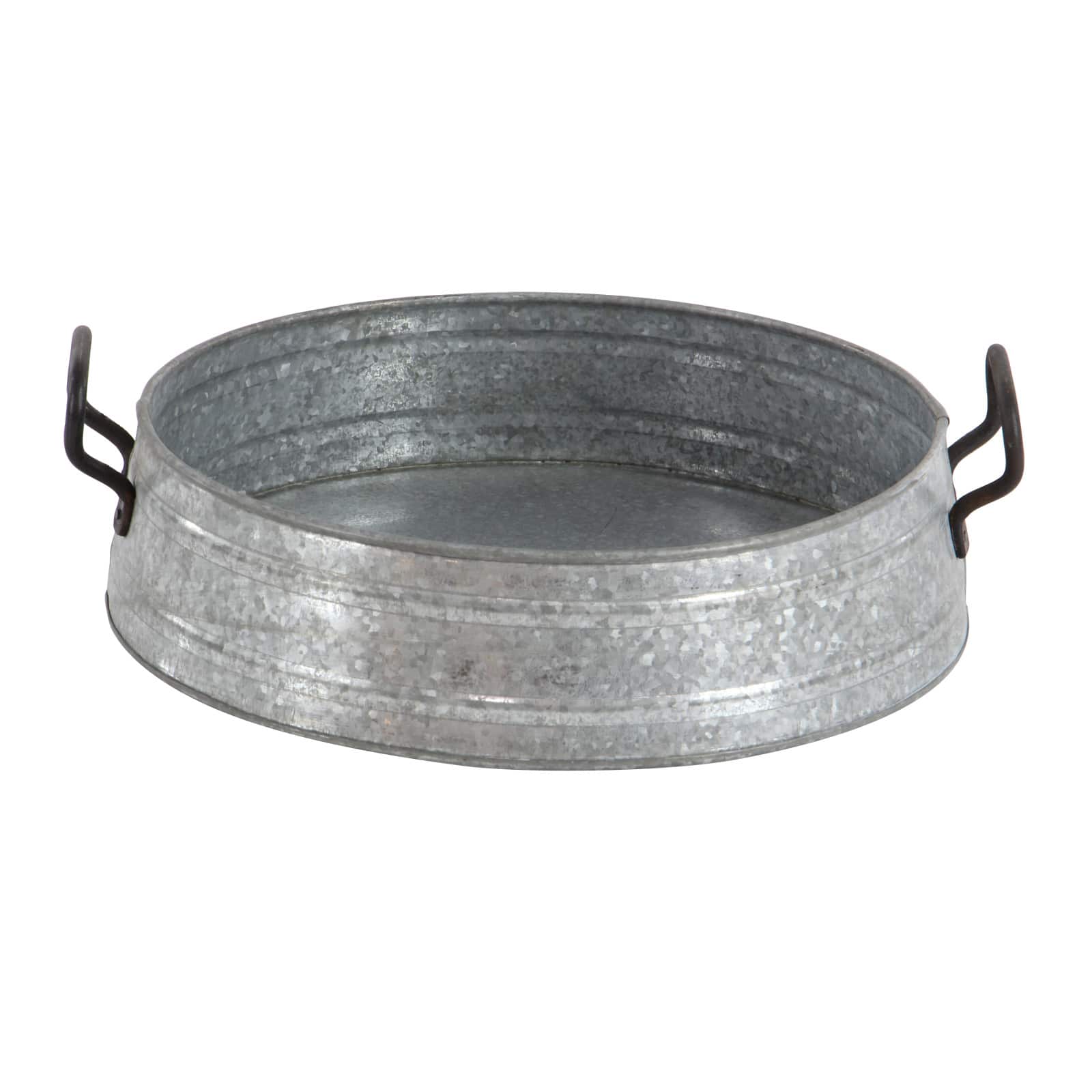 Set of 3" Grey Metal Farmhouse Tray, 18", 16", 14"