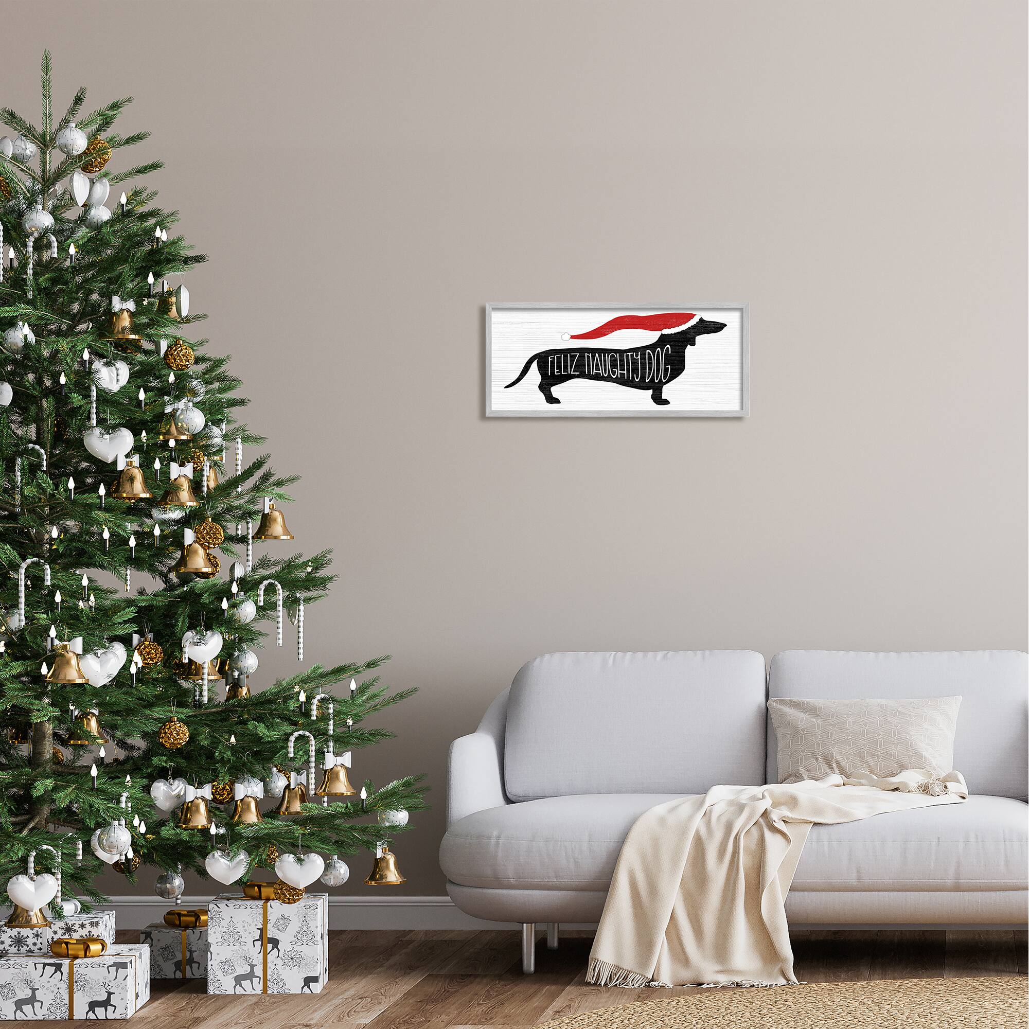 Stupell Industries Funny Feliz Naughty Dog Dachshund Framed Giclee Art