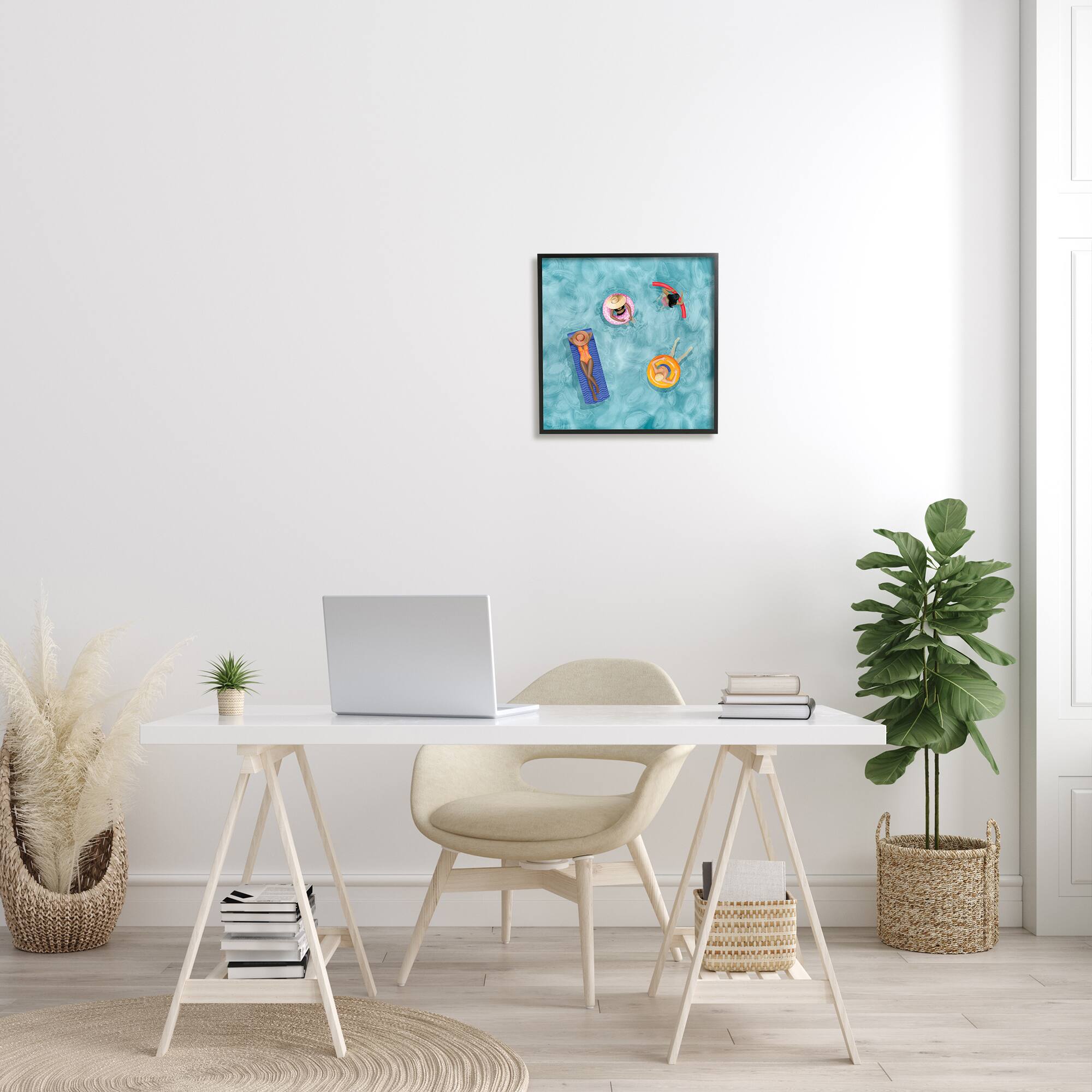 Stupell Industries People Lounging in Water Wall Art in Black Frame
