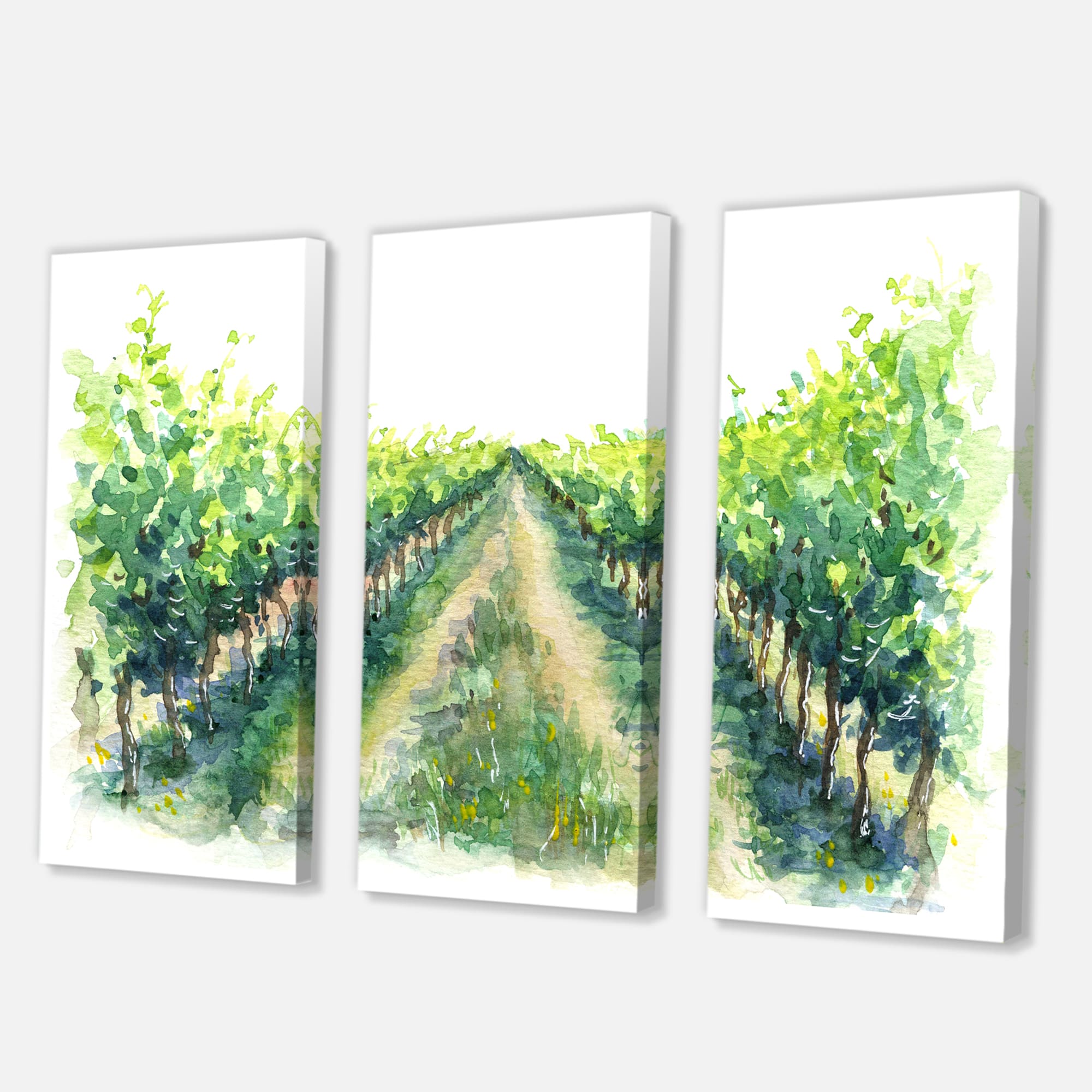 Designart - Rural Scene Vineyard Road - Traditional Canvas Wall Art Print
