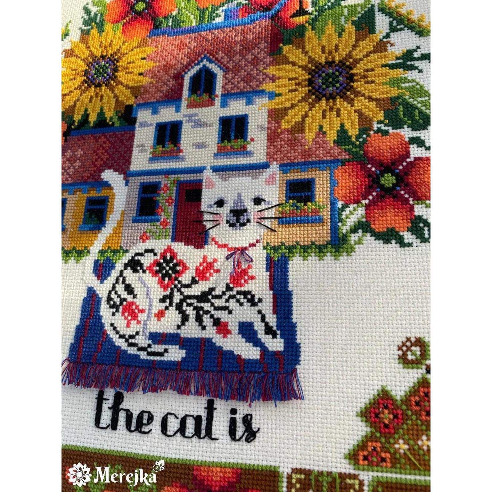 Merejka® Home Is There the Cat Is Counted Cross Stitch Kit