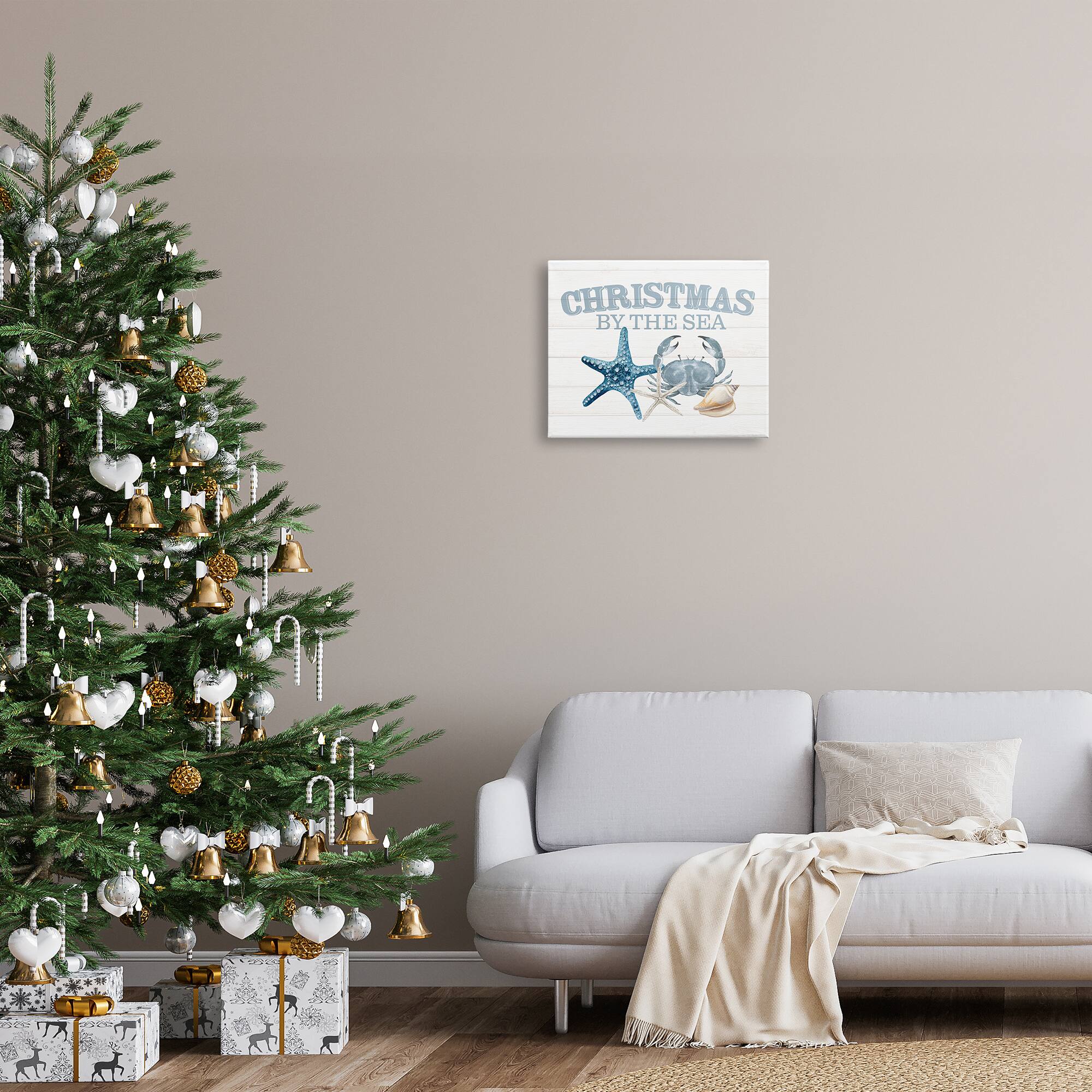 Stupell Industries Christmas By The Sea Nautical Canvas Wall Art