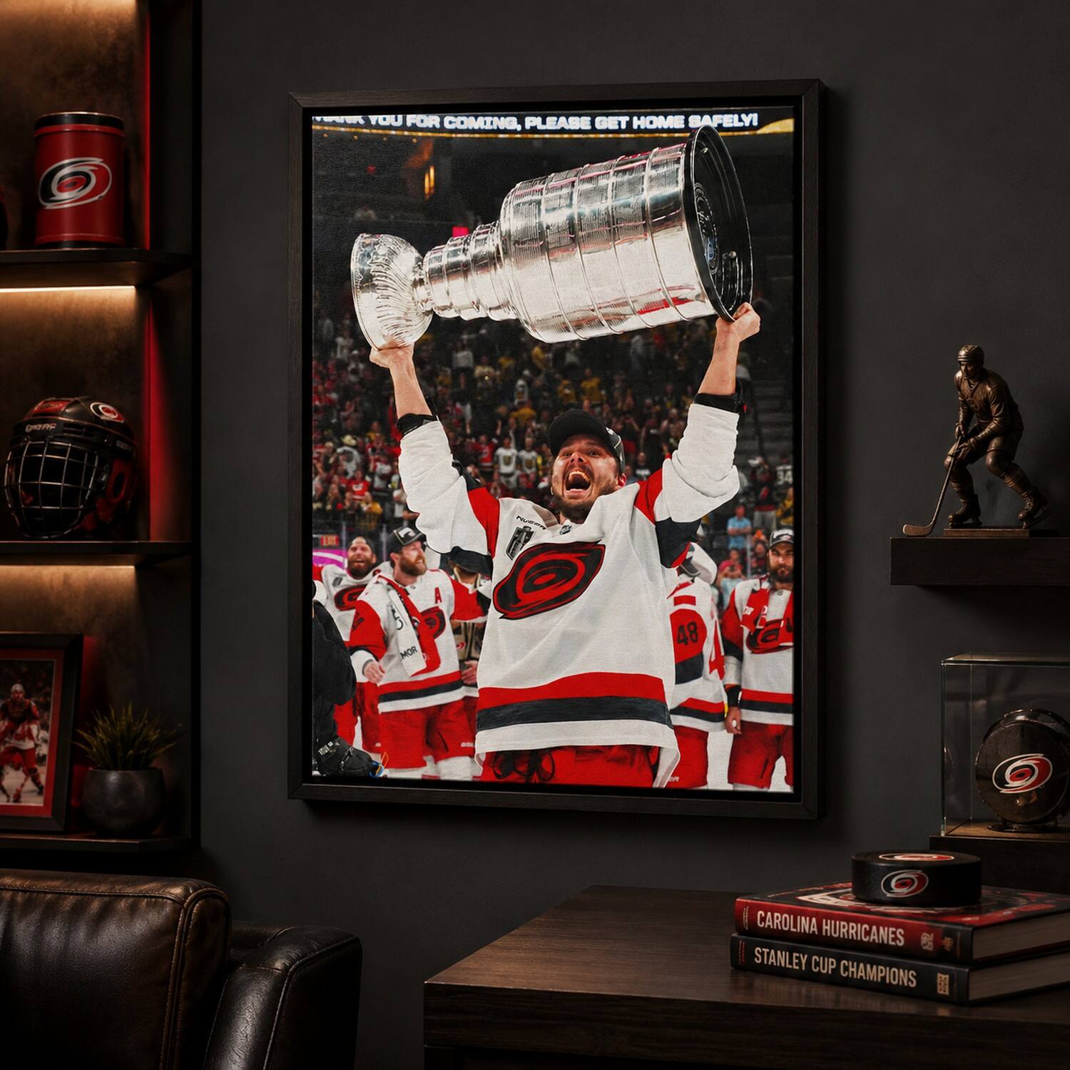 Frameworth 22.5" x 31.5" Licensed Sebastian Aho Hurricanes 2026 Champions Framed Canvas
