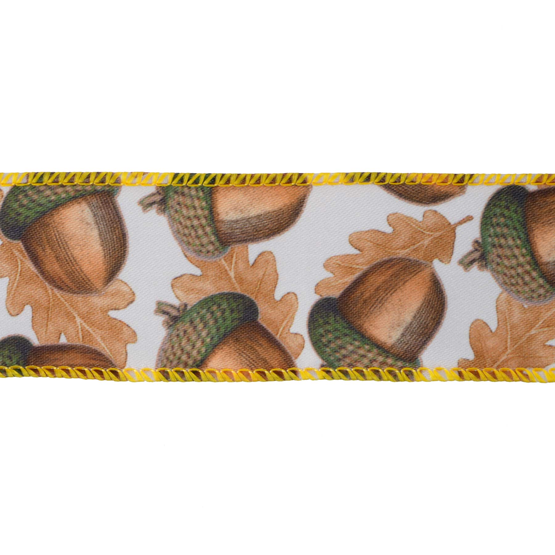 1.5" x 10yd. Brown Acorns Wired Ribbon by Celebrate It®