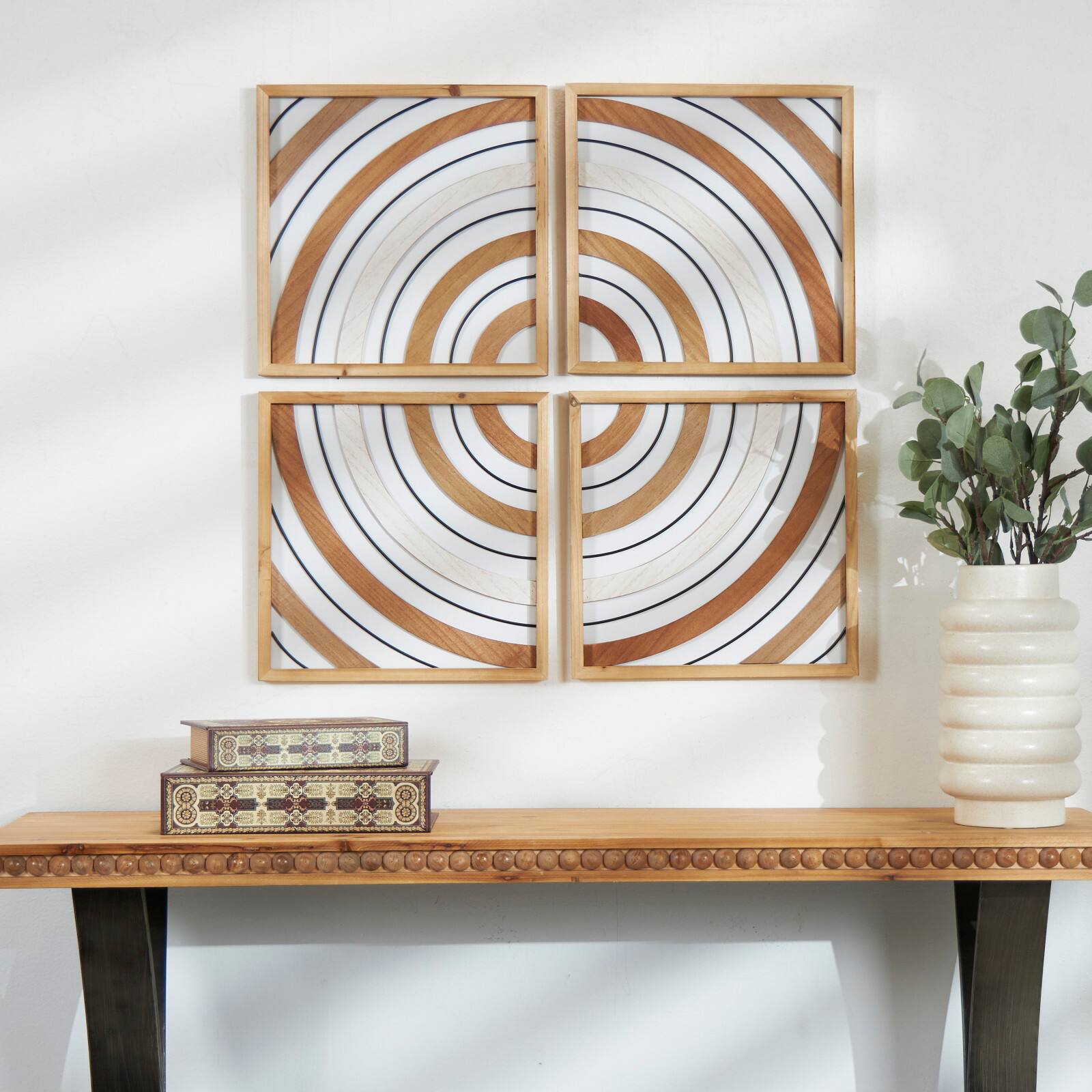 Brown Wood Geometric Wall Décor Set