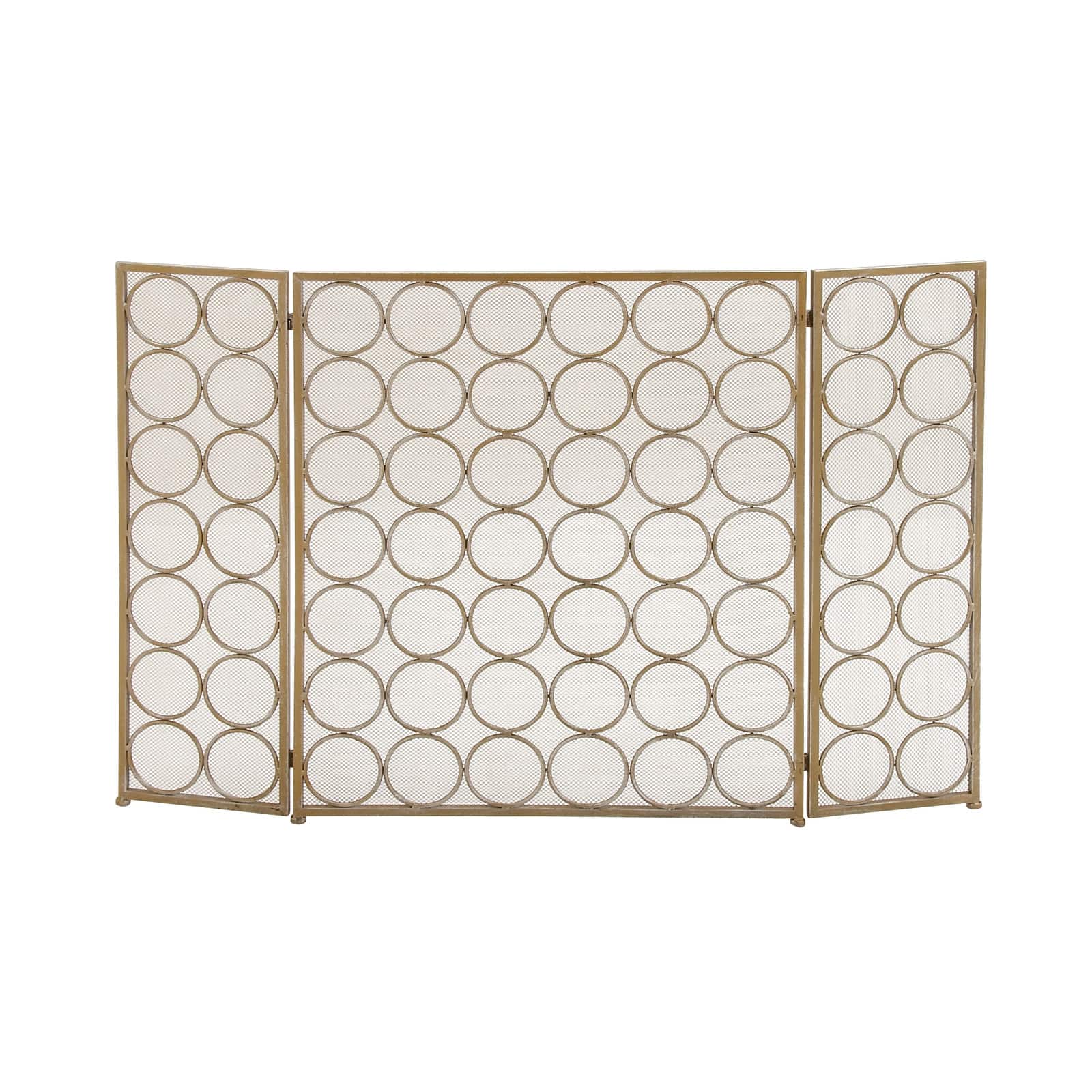 Brass Metal Modern Fireplace Screen, 32" x 47" x 1"