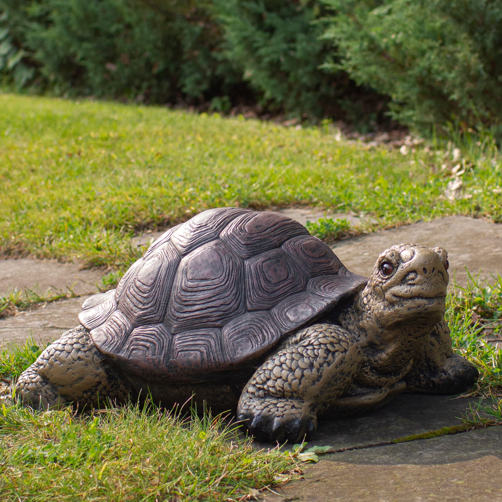 22.75" Brown & Green Turtle Outdoor Garden Statue