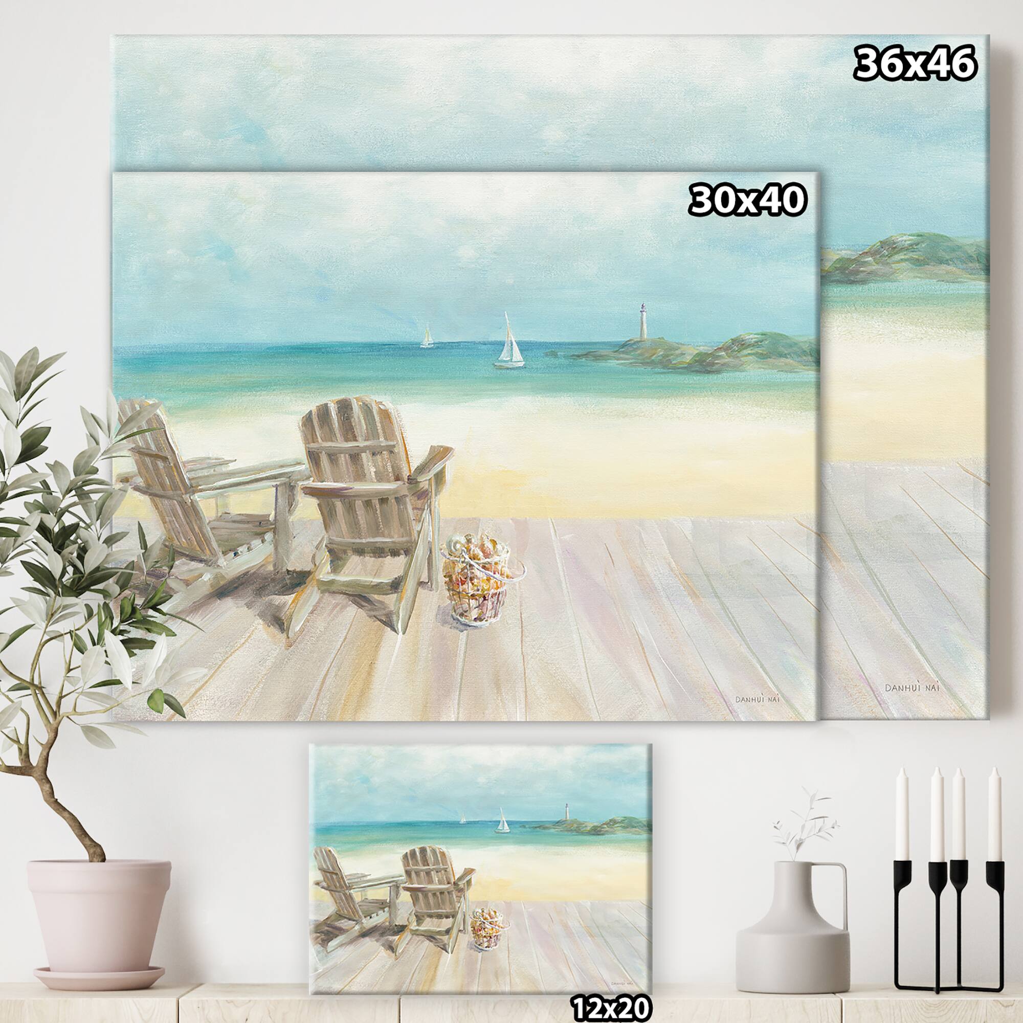 Designart - Seaside Morning no Window - Coastal Gallery-wrapped Canvas