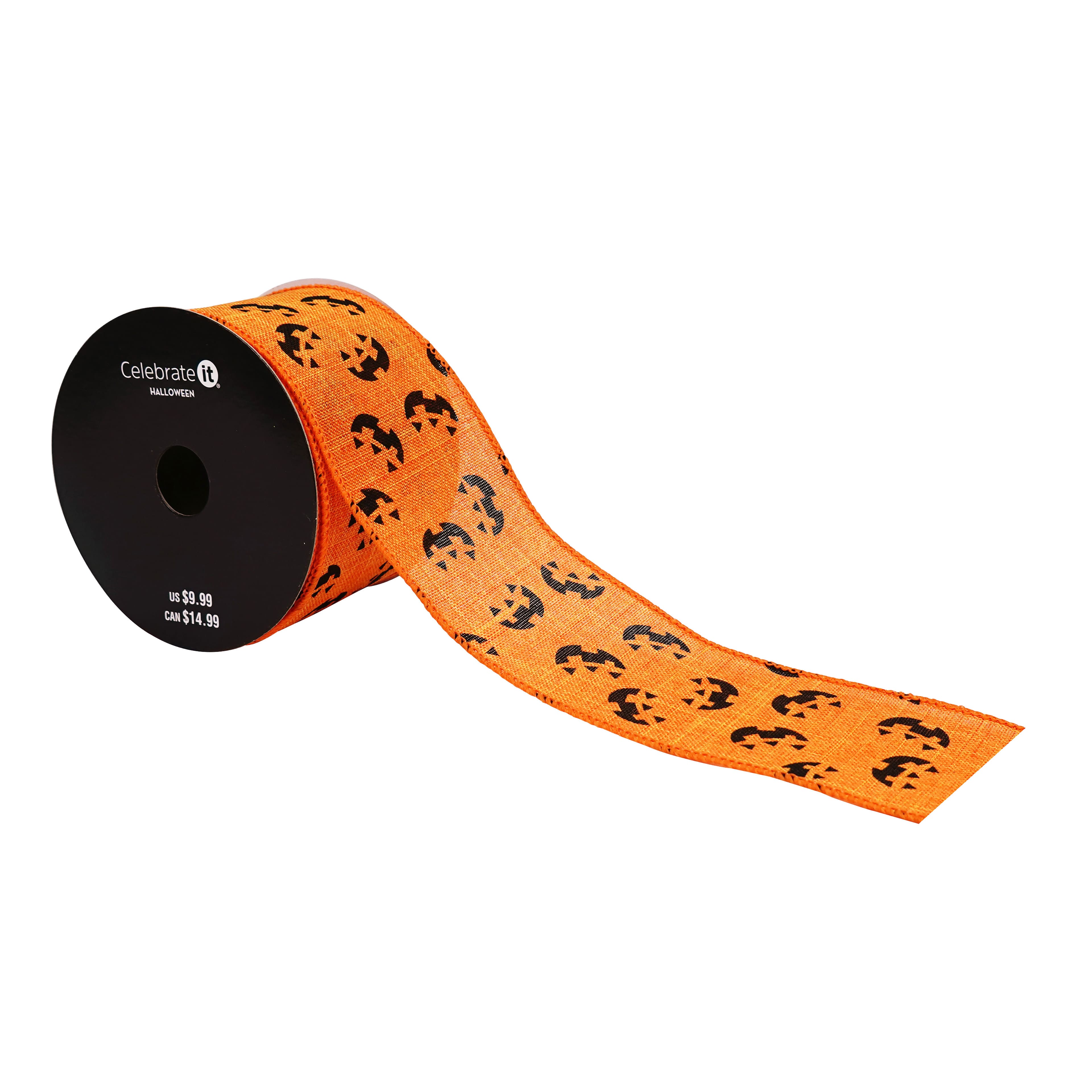 2.5" x 6.6yd. Orange Pumpkin Wired Faux Linen Ribbon by Celebrate It®