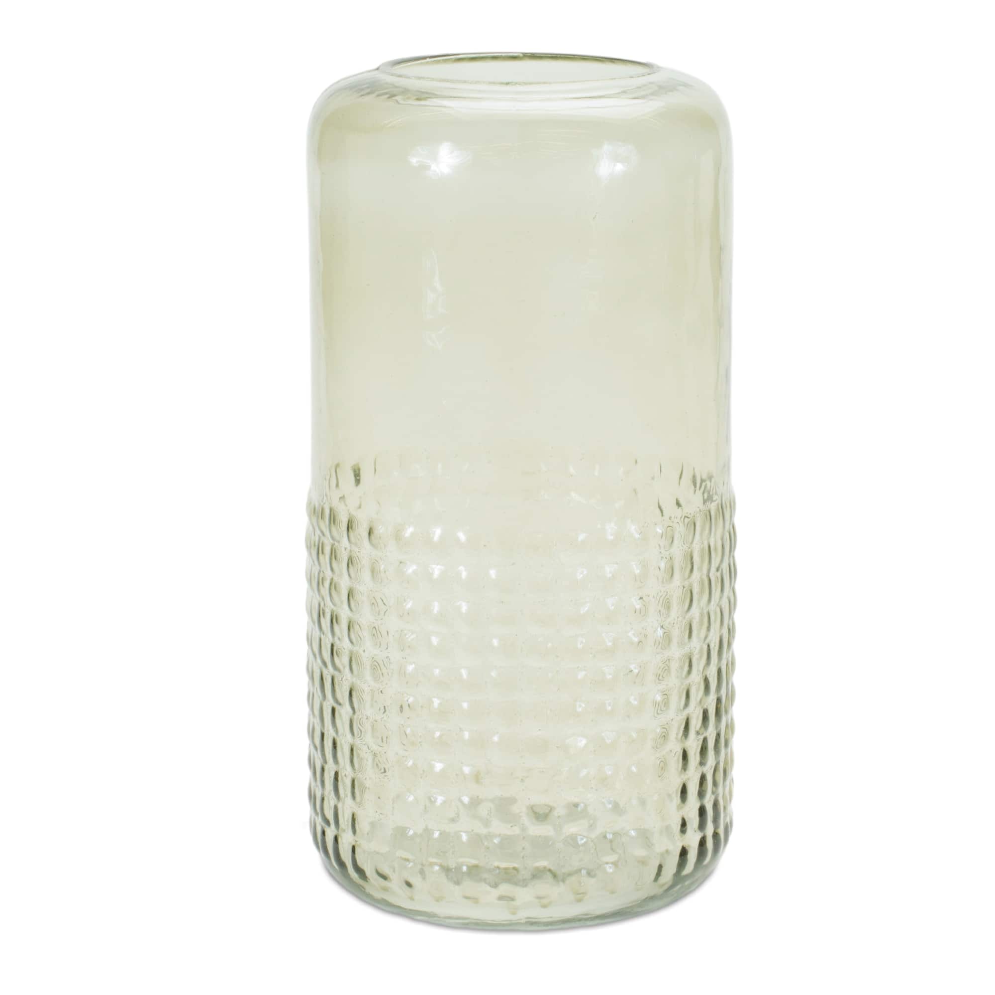 9.5" Green Textured Glass Candle Holder Vase
