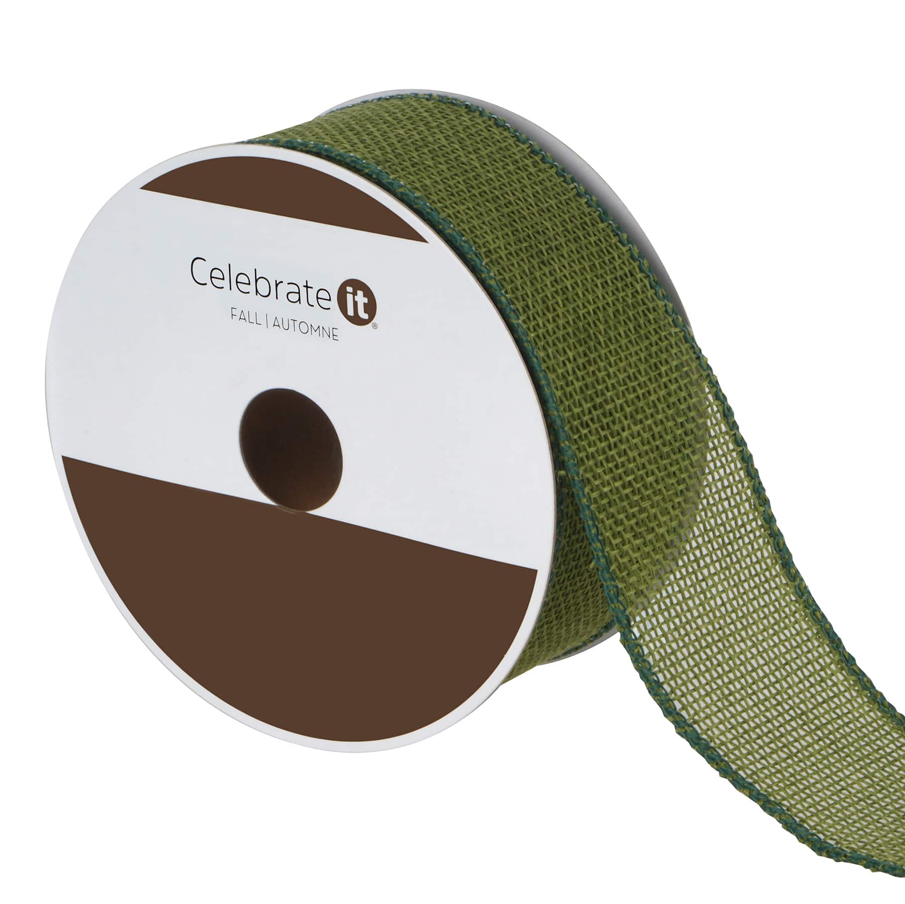 1.5" x 10yd. Green Wired Faux Burlap Ribbon by Celebrate It®