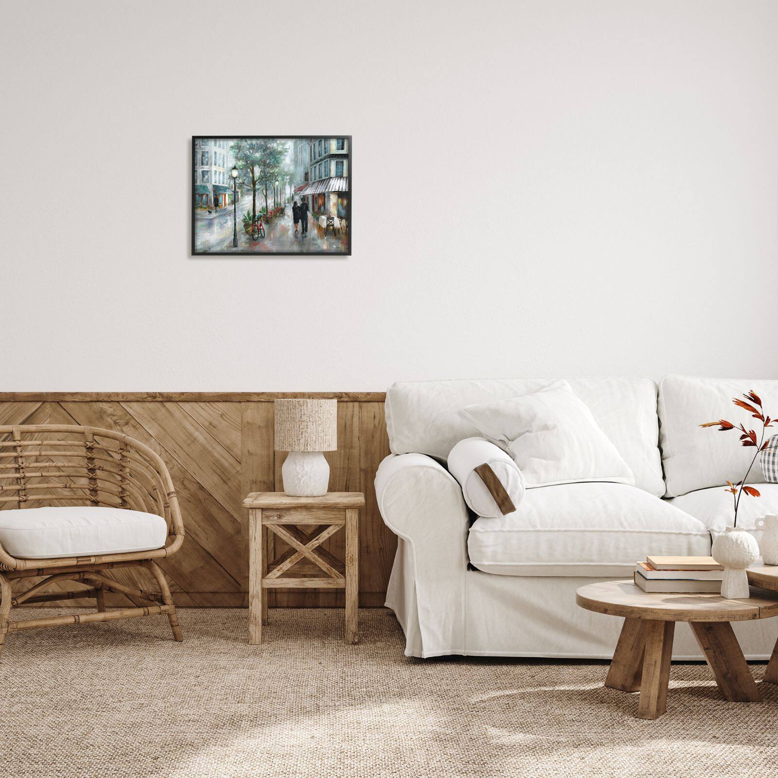 Stupell Industries Couple Walking Through Traditional Rainy City Architecture Framed Wall Art
