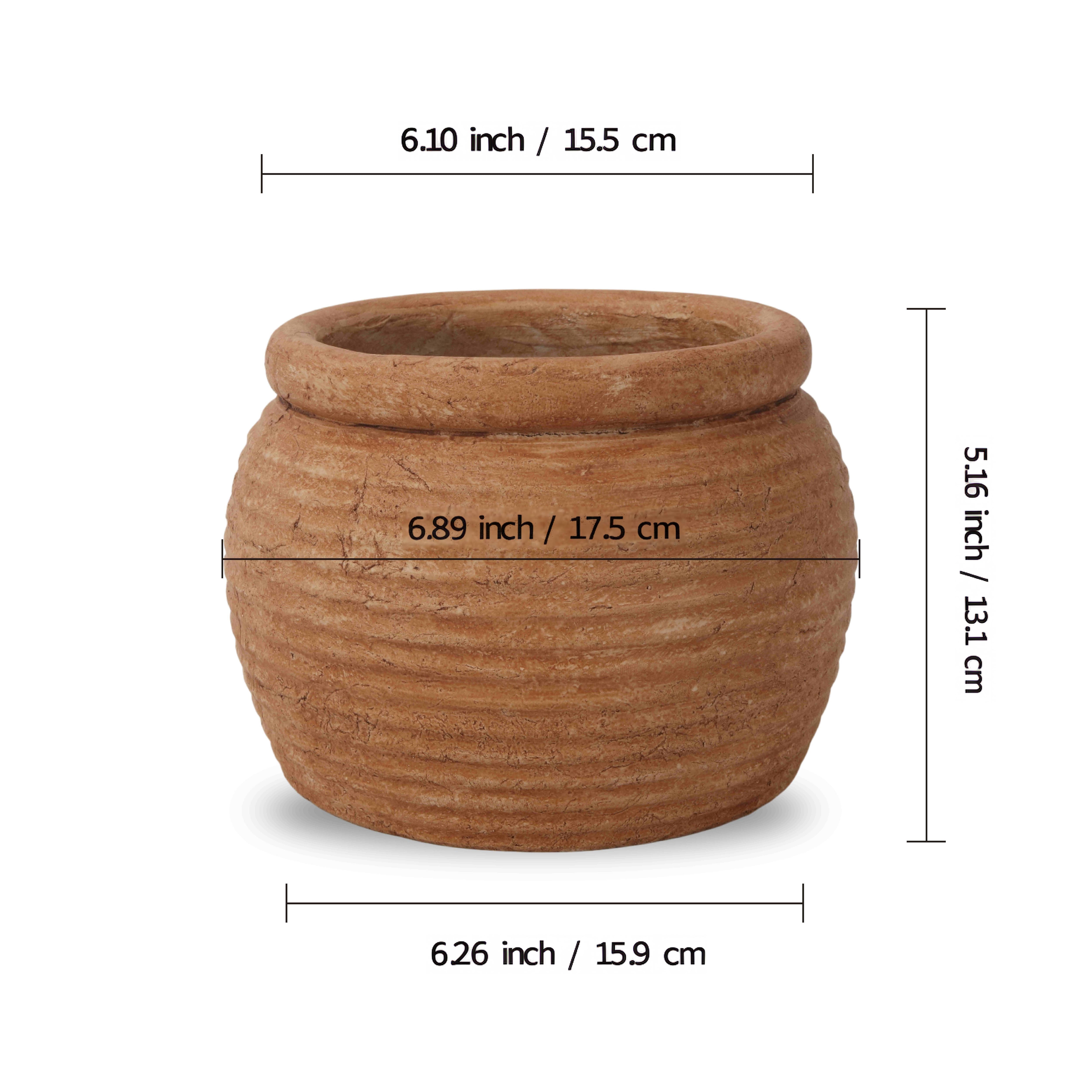 7" Terra Cotta Ridged Round Ceramic Container by Ashland®