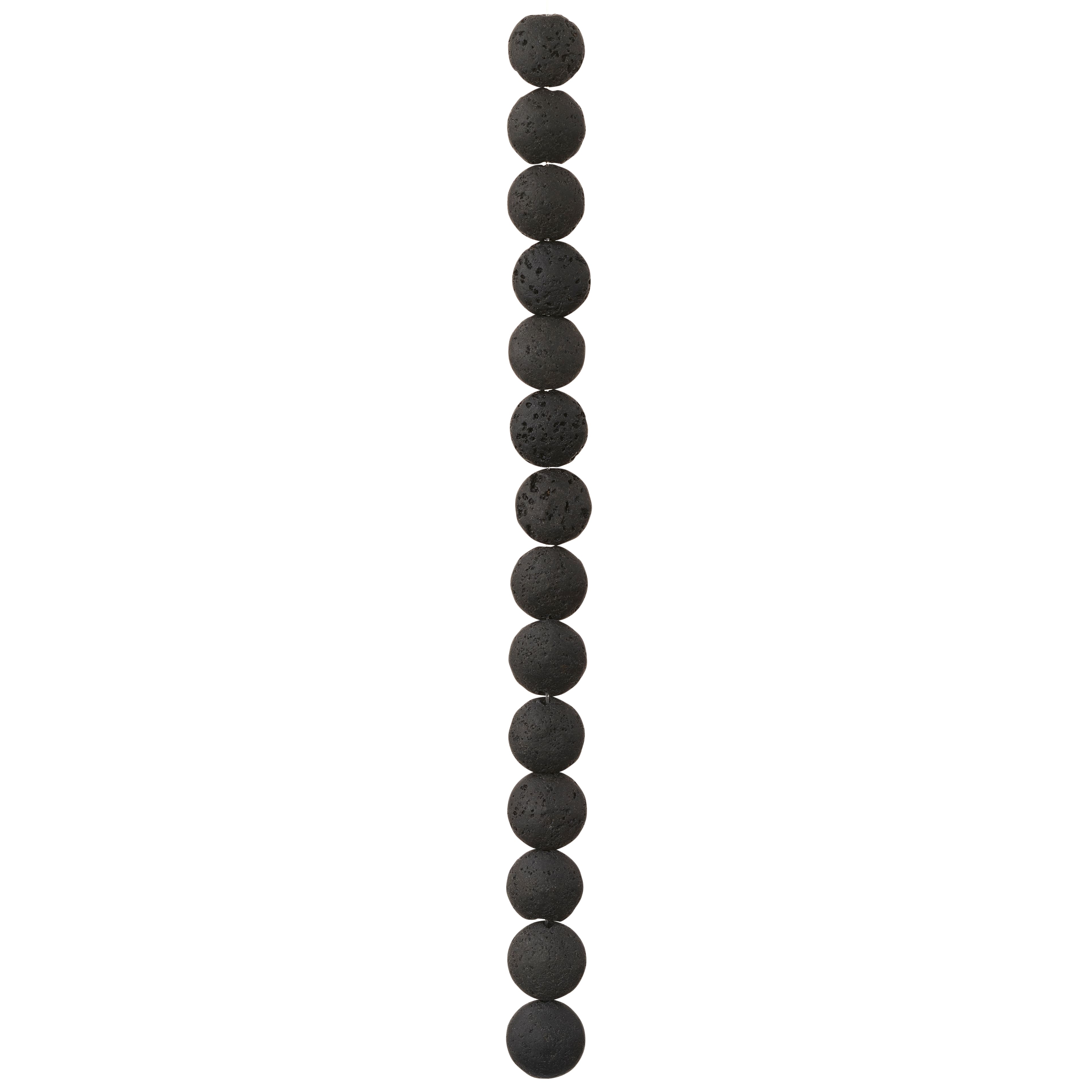 12 Pack: Black Lava Stone Lentil Beads, 12mm by Bead Landing™