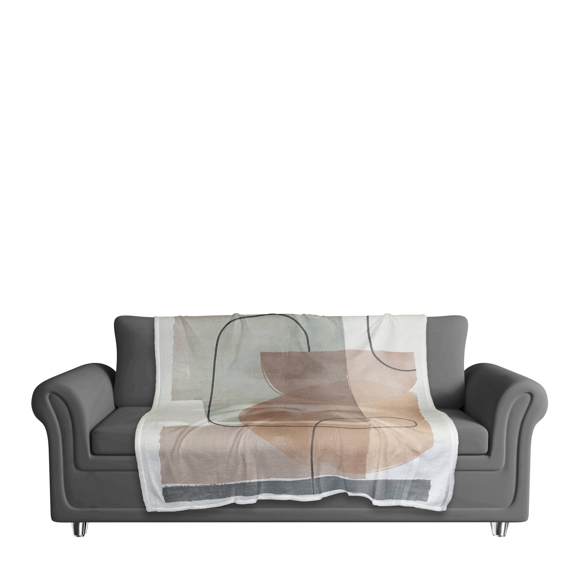 50" x 60" Mid Mod Layered Abstract Coral Fleece Blanket