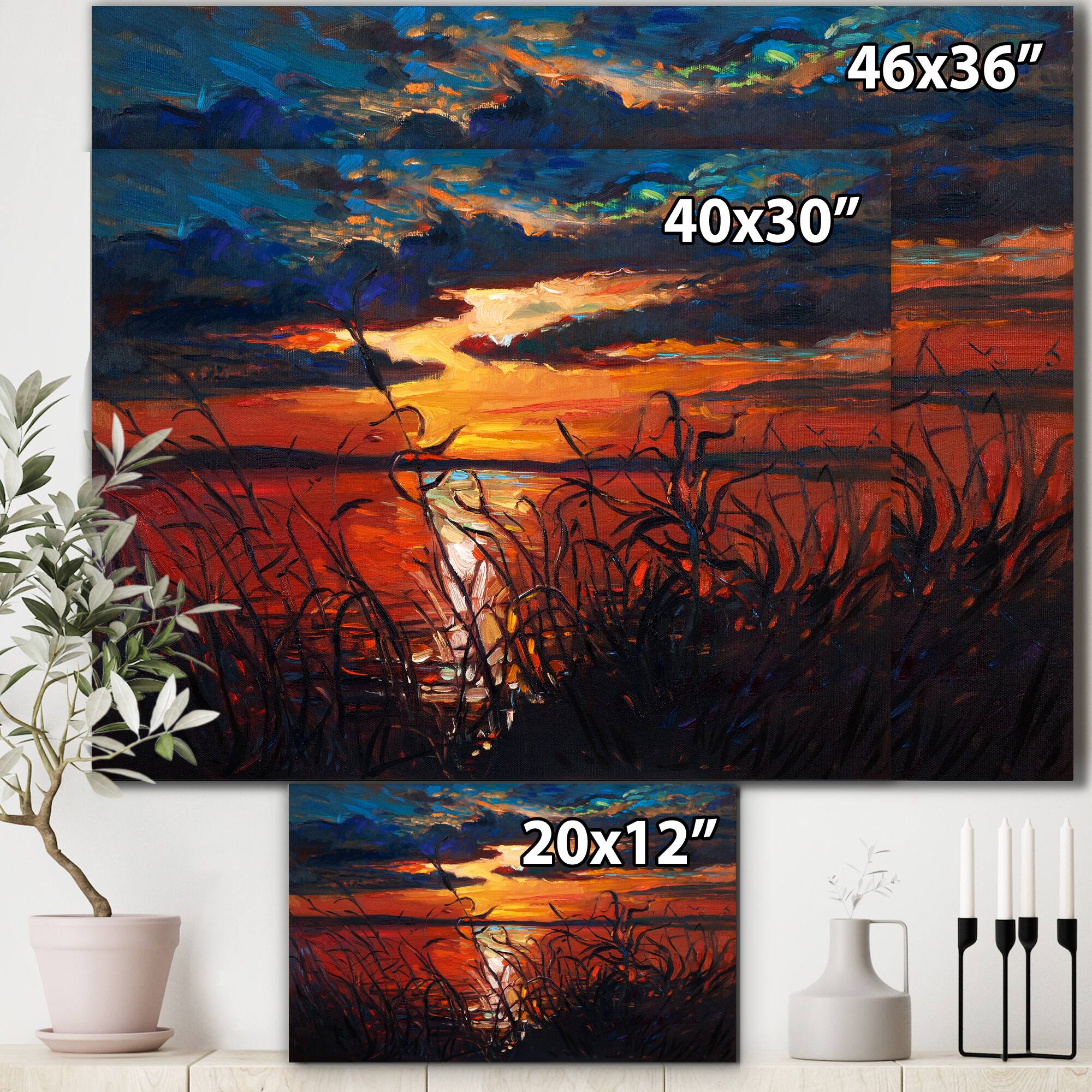 Designart - Romantic Sunset By Lakeside