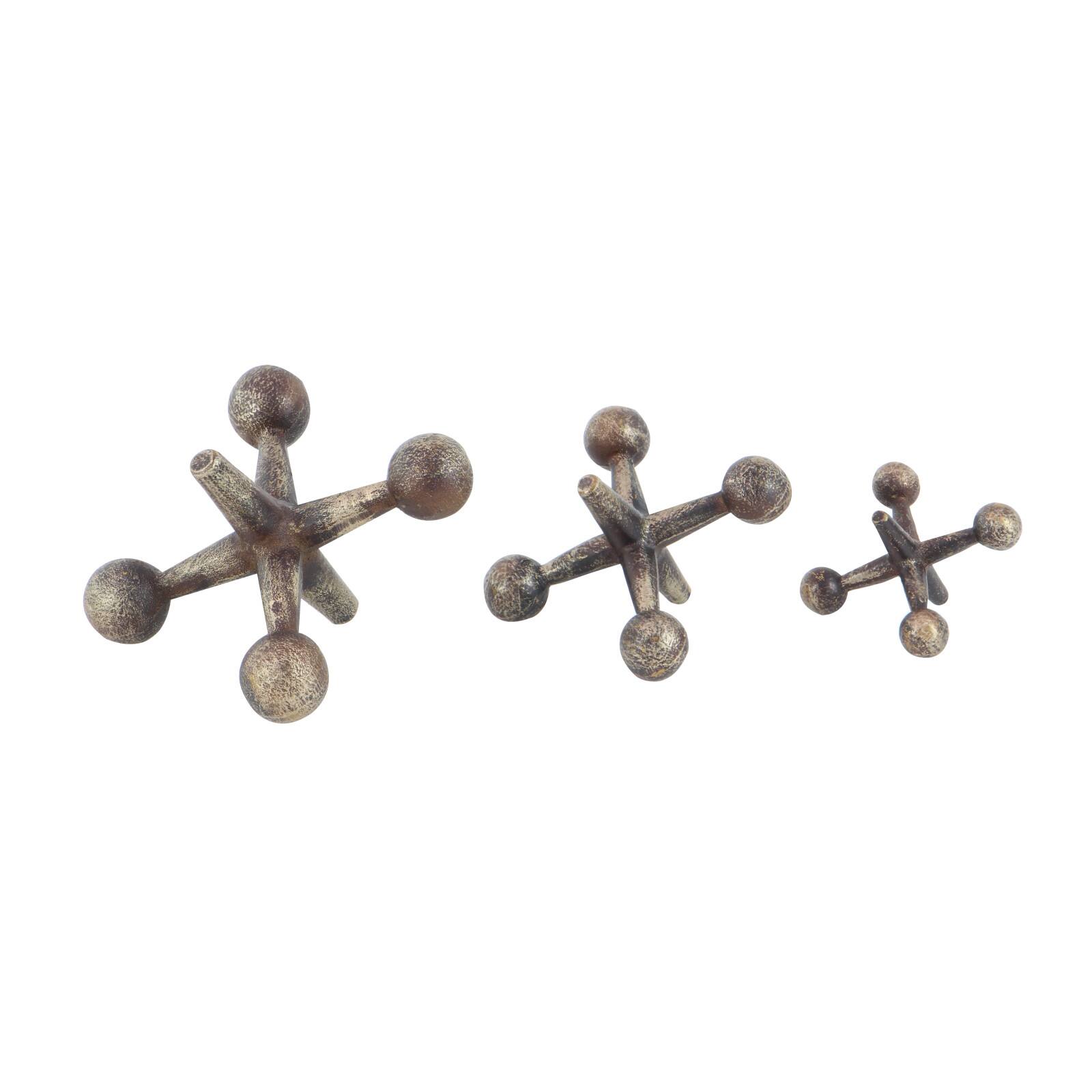 Gold Metal Modern Geometric Sculpture Set