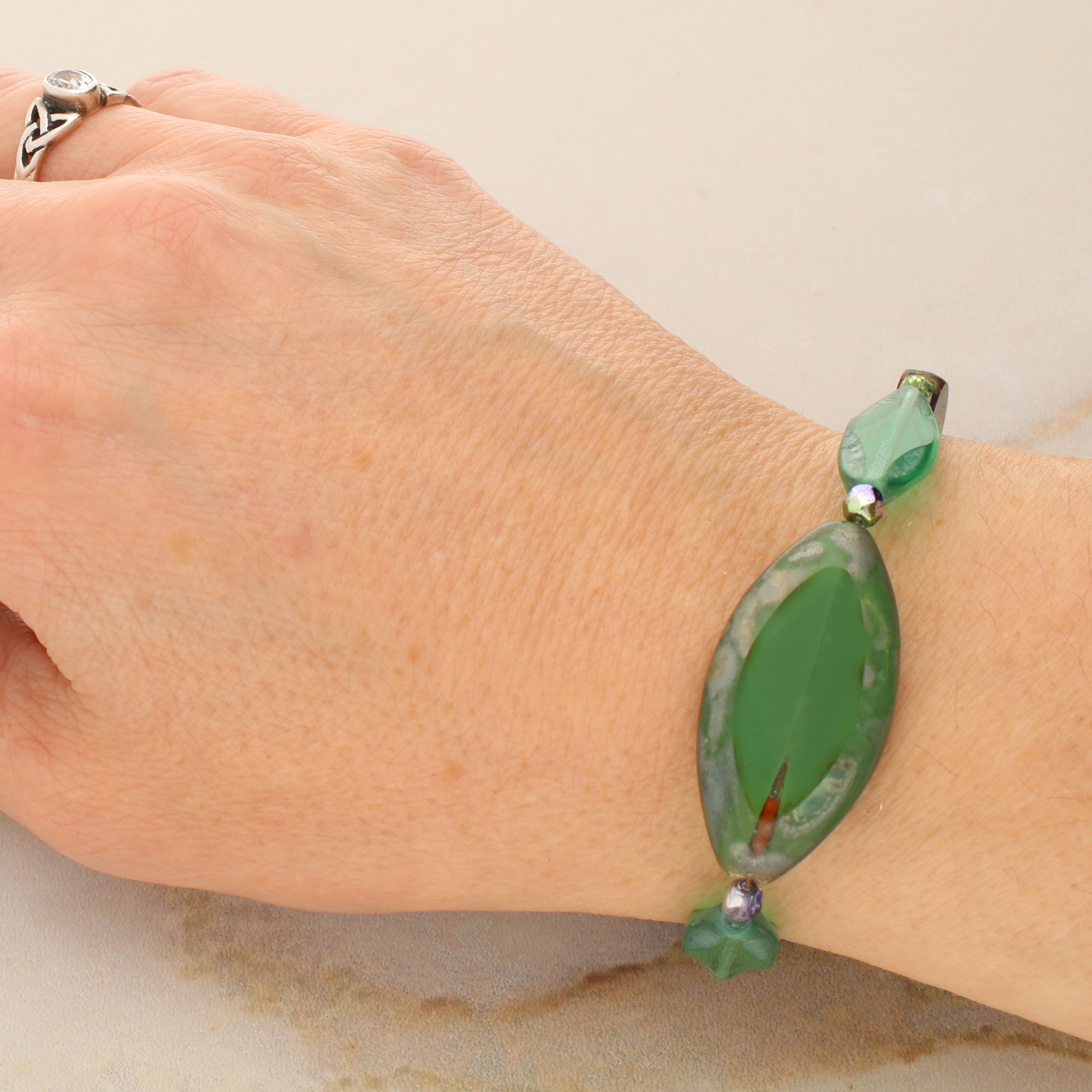 Smooth Green Czech Glass Oval Bead Mix by Bead Landing™