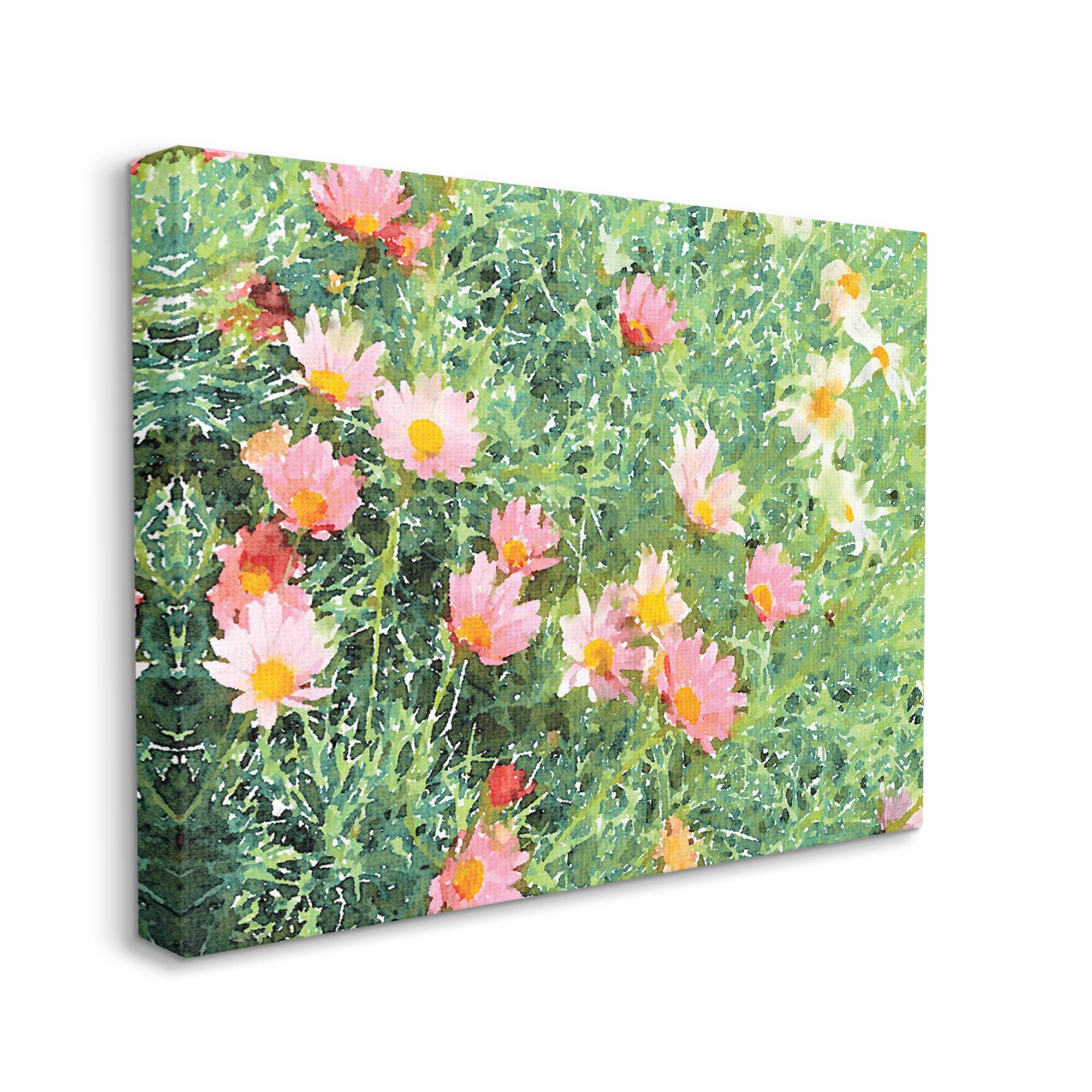 Stupell Industries Impressionistic Pink Carnations In Green Field Canvas Wall Art