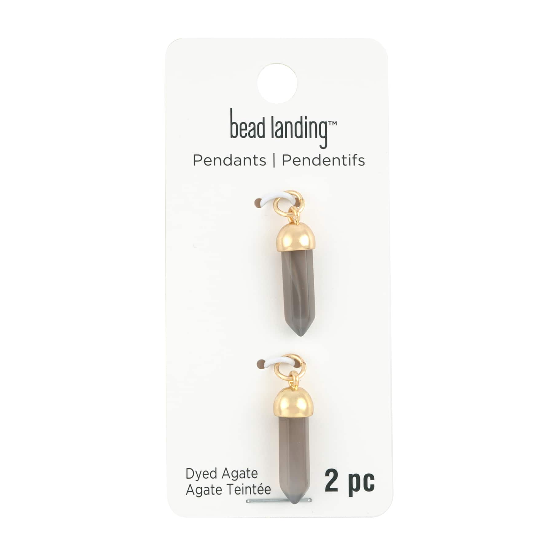 Gray Dyed Agate Prism Pendants, 2ct. by Bead Landing™