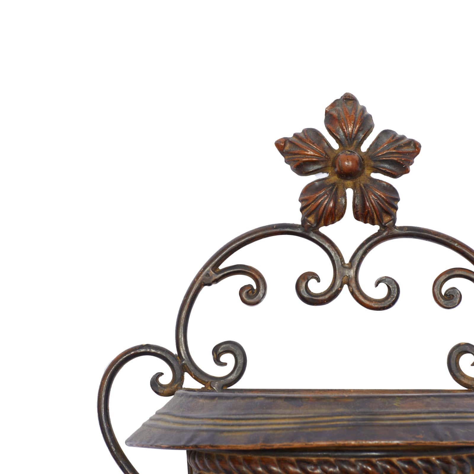 18" Dark Brown Iron Traditional Planter