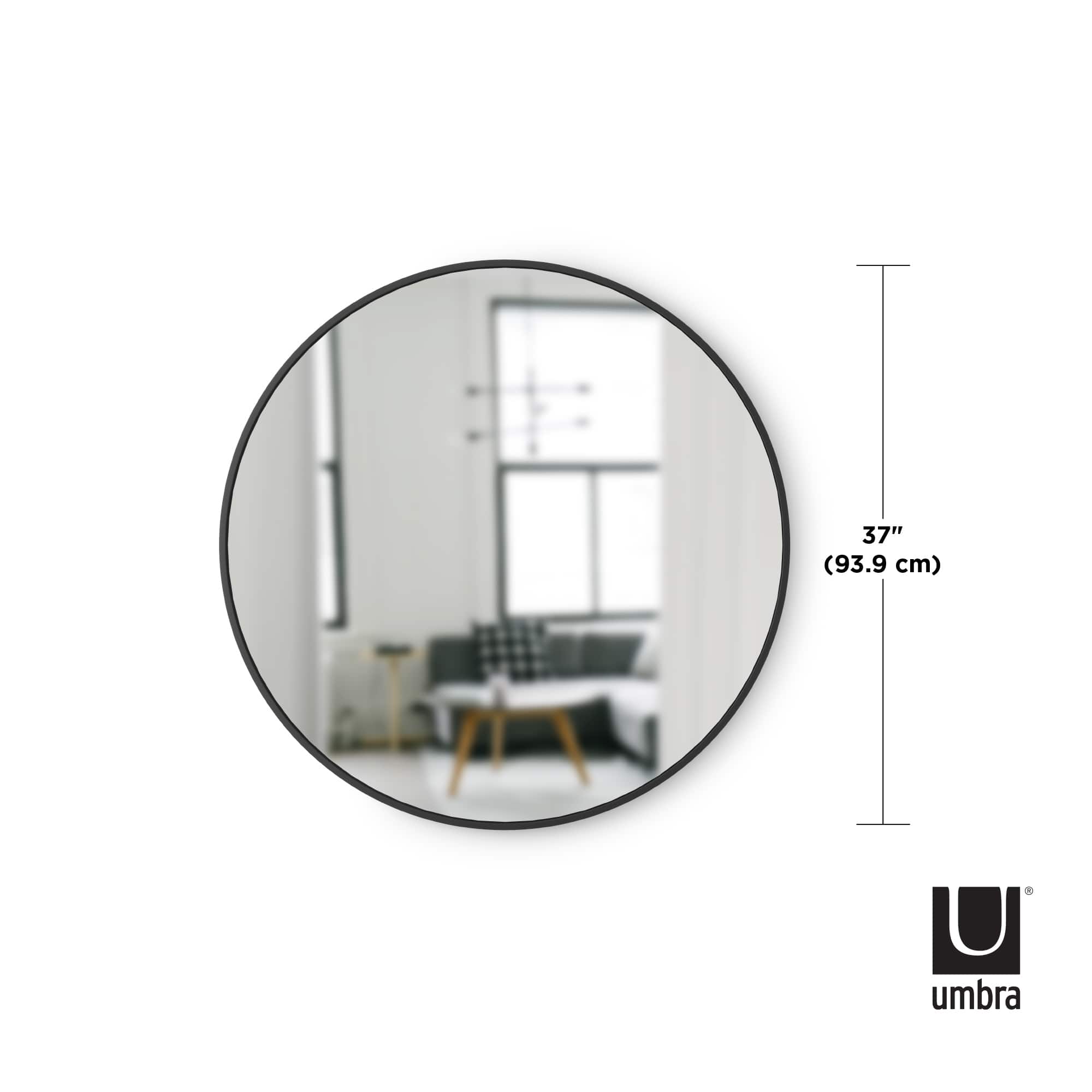 Umbra 37" Black Hub Decorative Round Wall Mirror